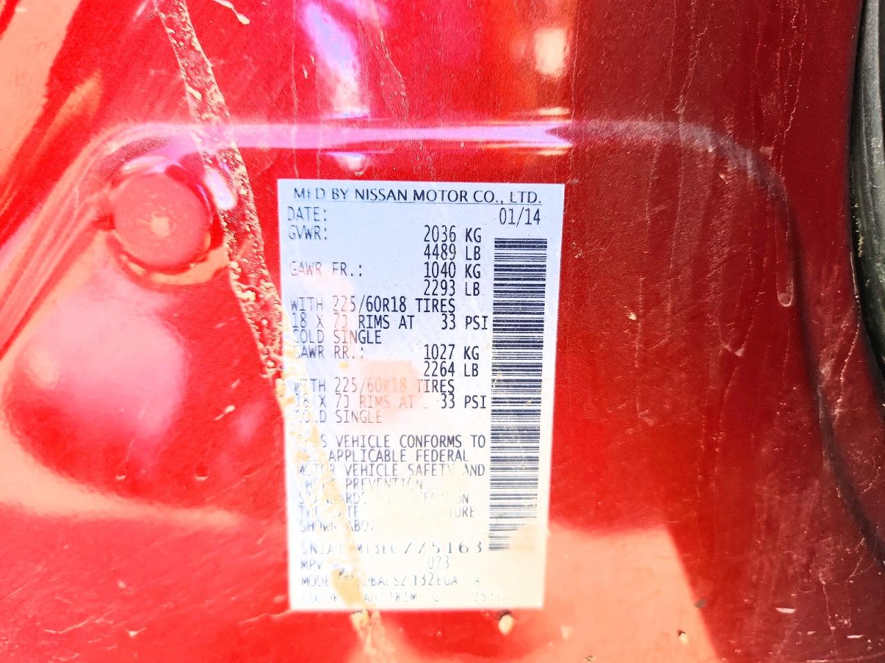 2014 Nissan Rogue Sl Red vin: 5N1AT2MT3EC775163