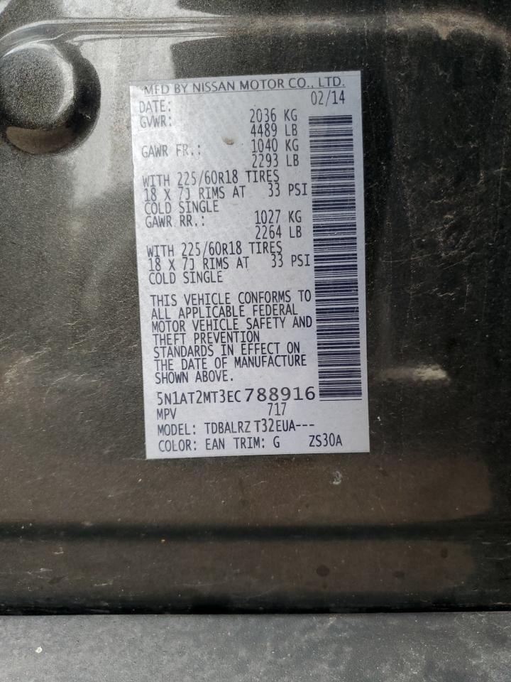 2014 Nissan Rogue S Green vin: 5N1AT2MT3EC788916