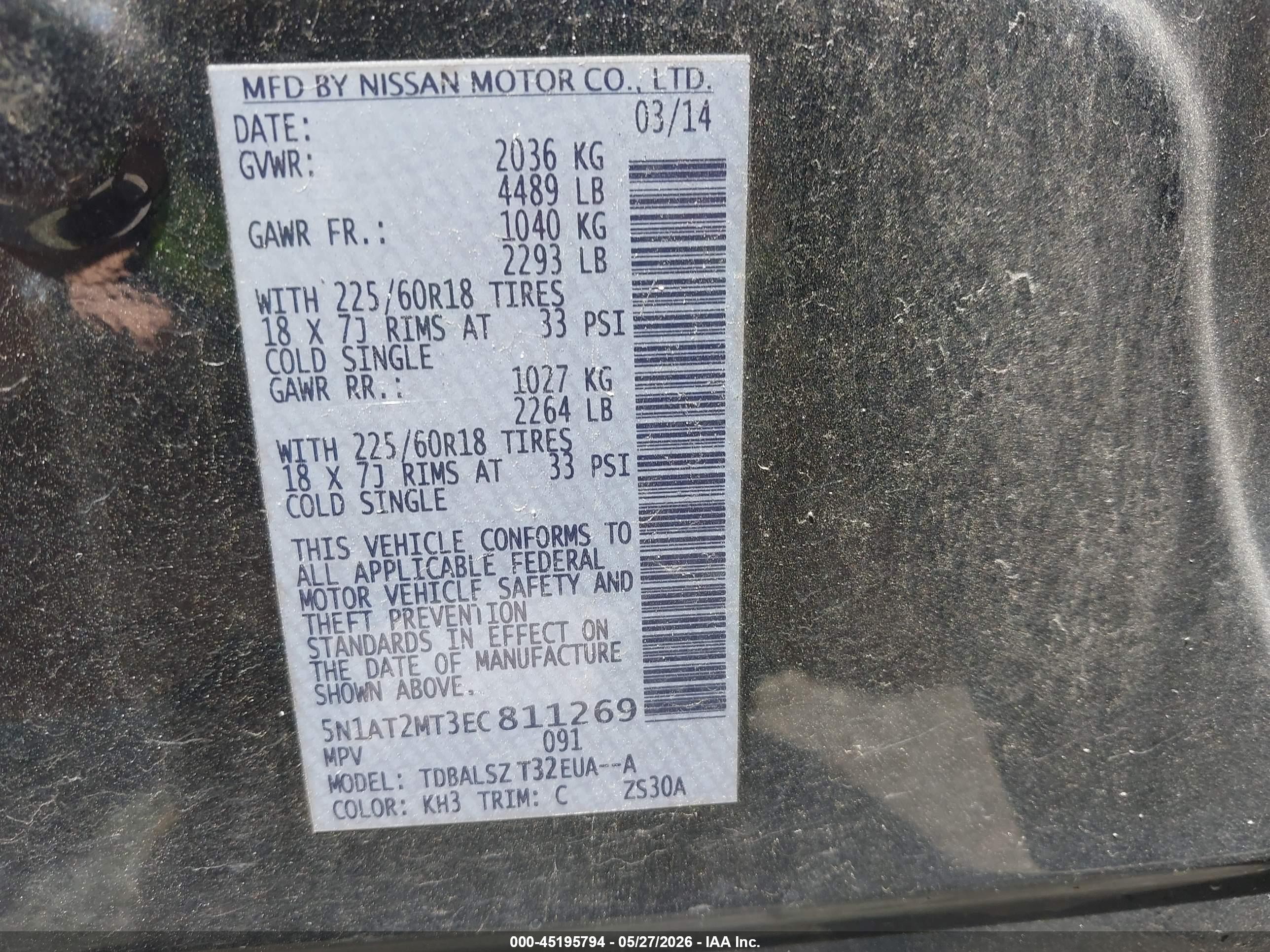 2014 Nissan Rogue Sl Black vin: 5N1AT2MT3EC811269