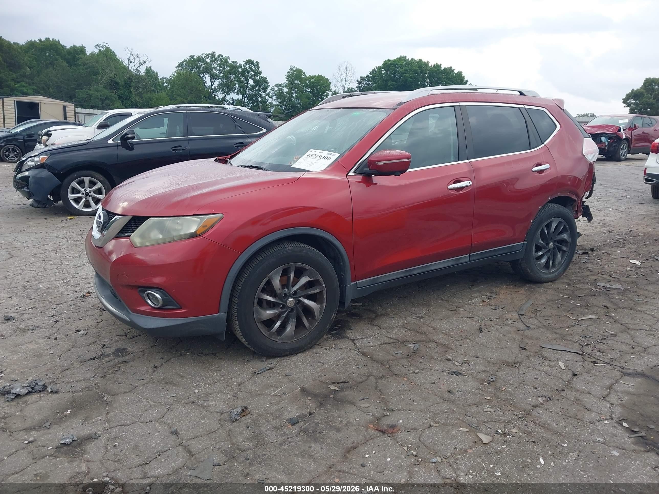 2014 Nissan Rogue Sl Red vin: 5N1AT2MT3EC825558