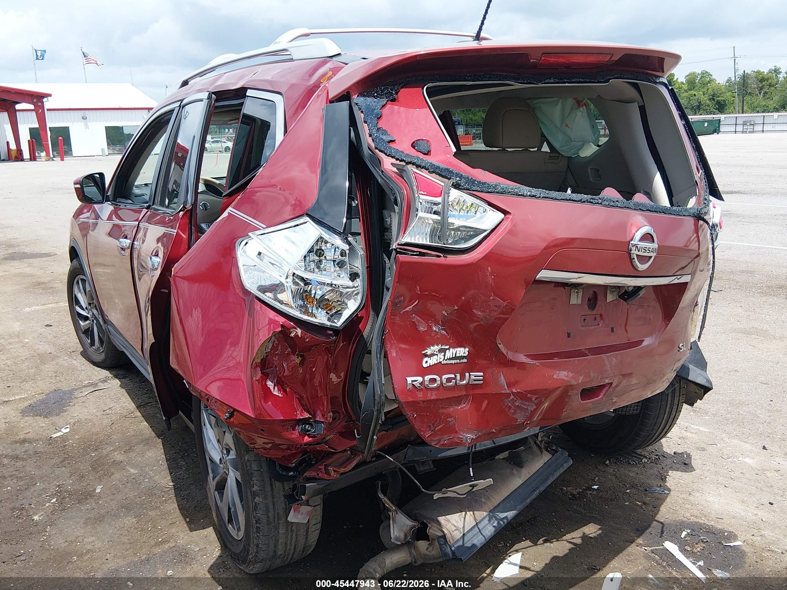 2015 Nissan Rogue Sl Red vin: 5N1AT2MT3FC764875