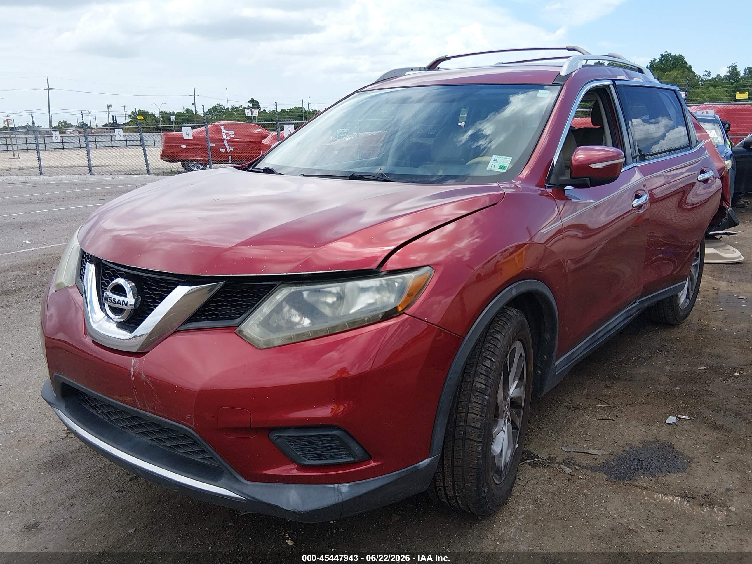 2015 Nissan Rogue Sl Red vin: 5N1AT2MT3FC764875