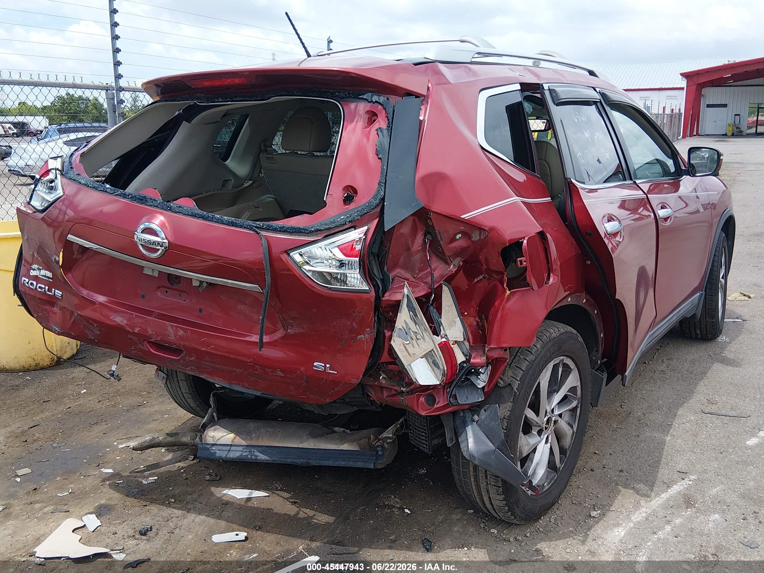 2015 Nissan Rogue Sl Red vin: 5N1AT2MT3FC764875