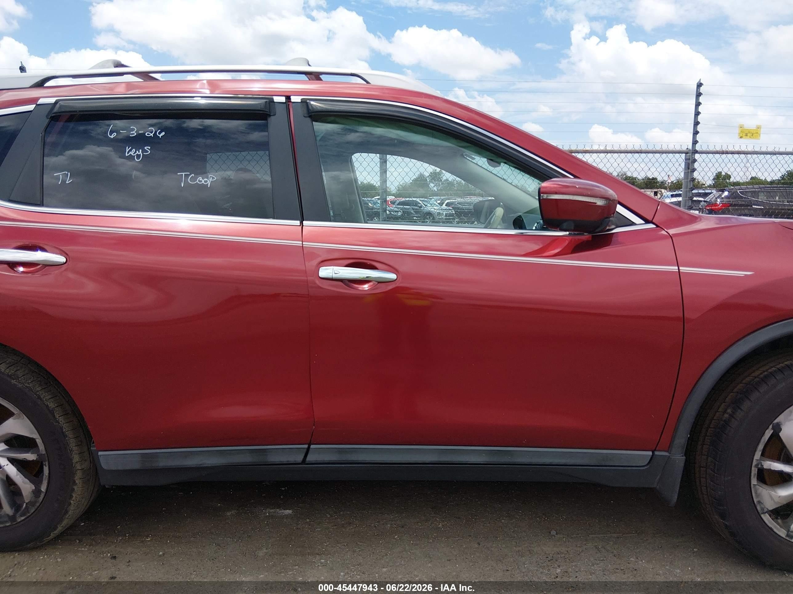 2015 Nissan Rogue Sl Red vin: 5N1AT2MT3FC764875