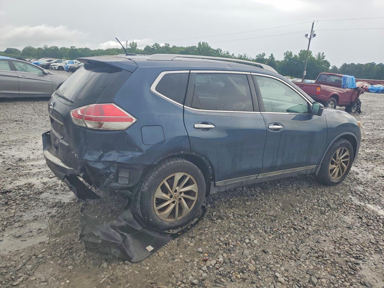 2015 Nissan Rogue Sl Синий vin: 5N1AT2MT3FC769574