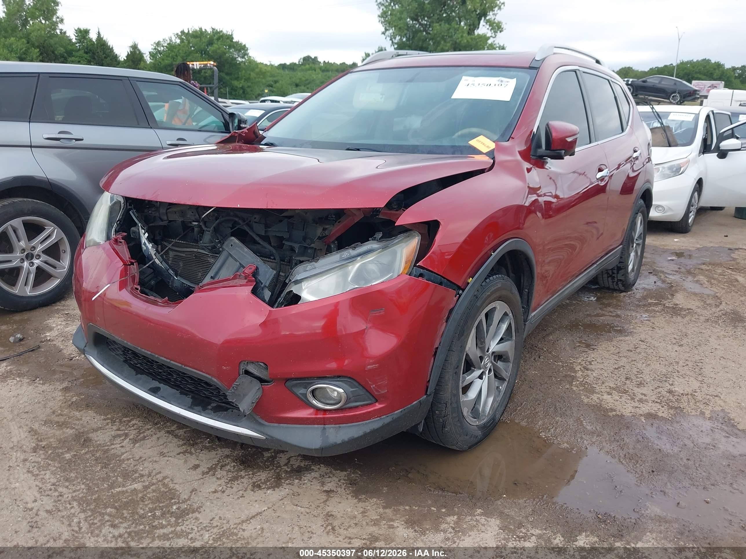 2015 Nissan Rogue Sl Red vin: 5N1AT2MT3FC809491