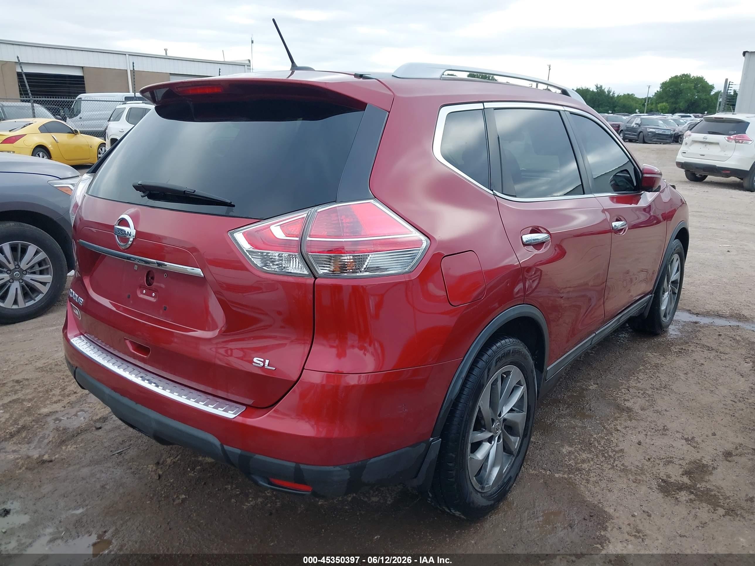 2015 Nissan Rogue Sl Red vin: 5N1AT2MT3FC809491
