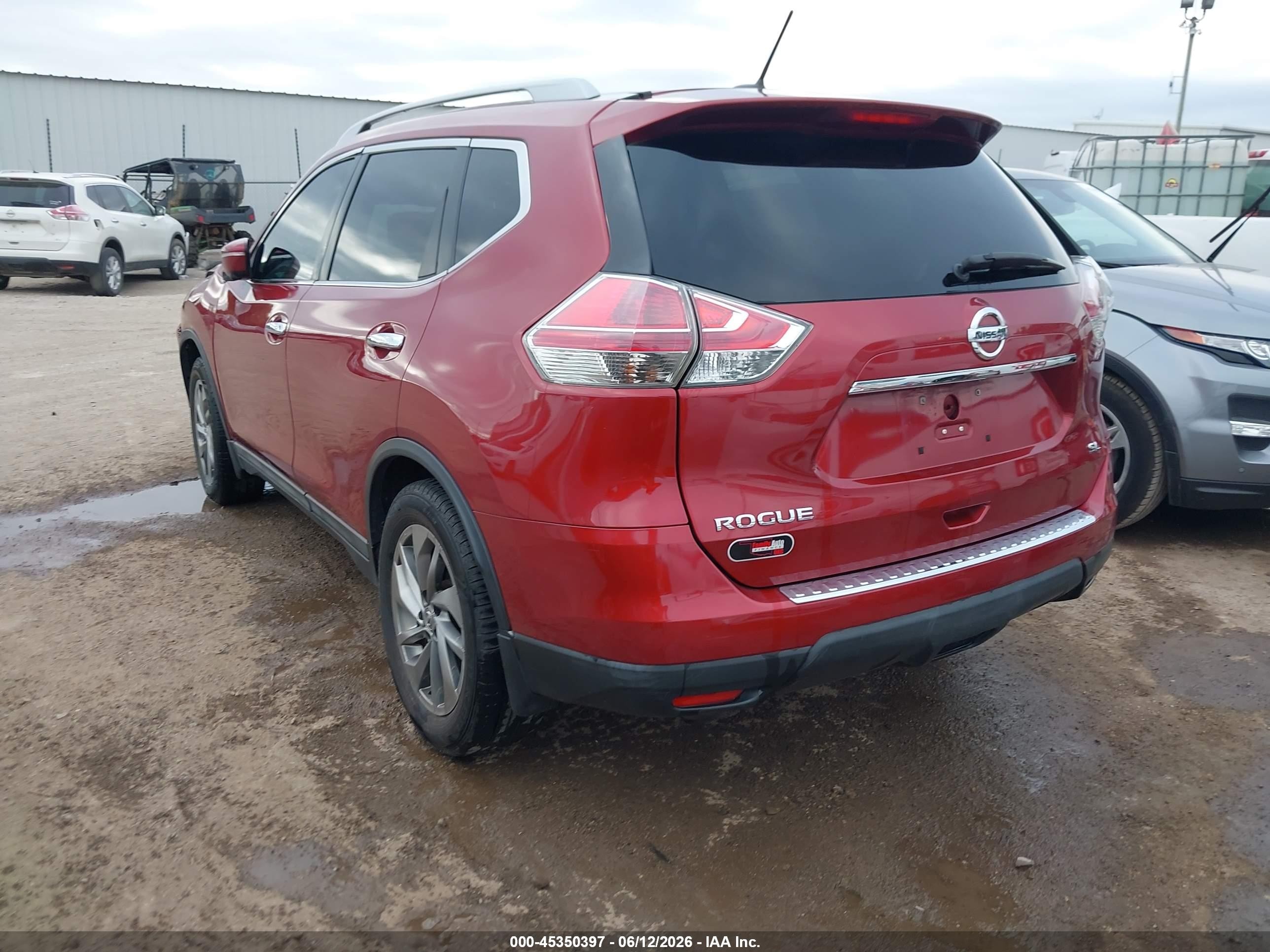 2015 Nissan Rogue Sl Red vin: 5N1AT2MT3FC809491