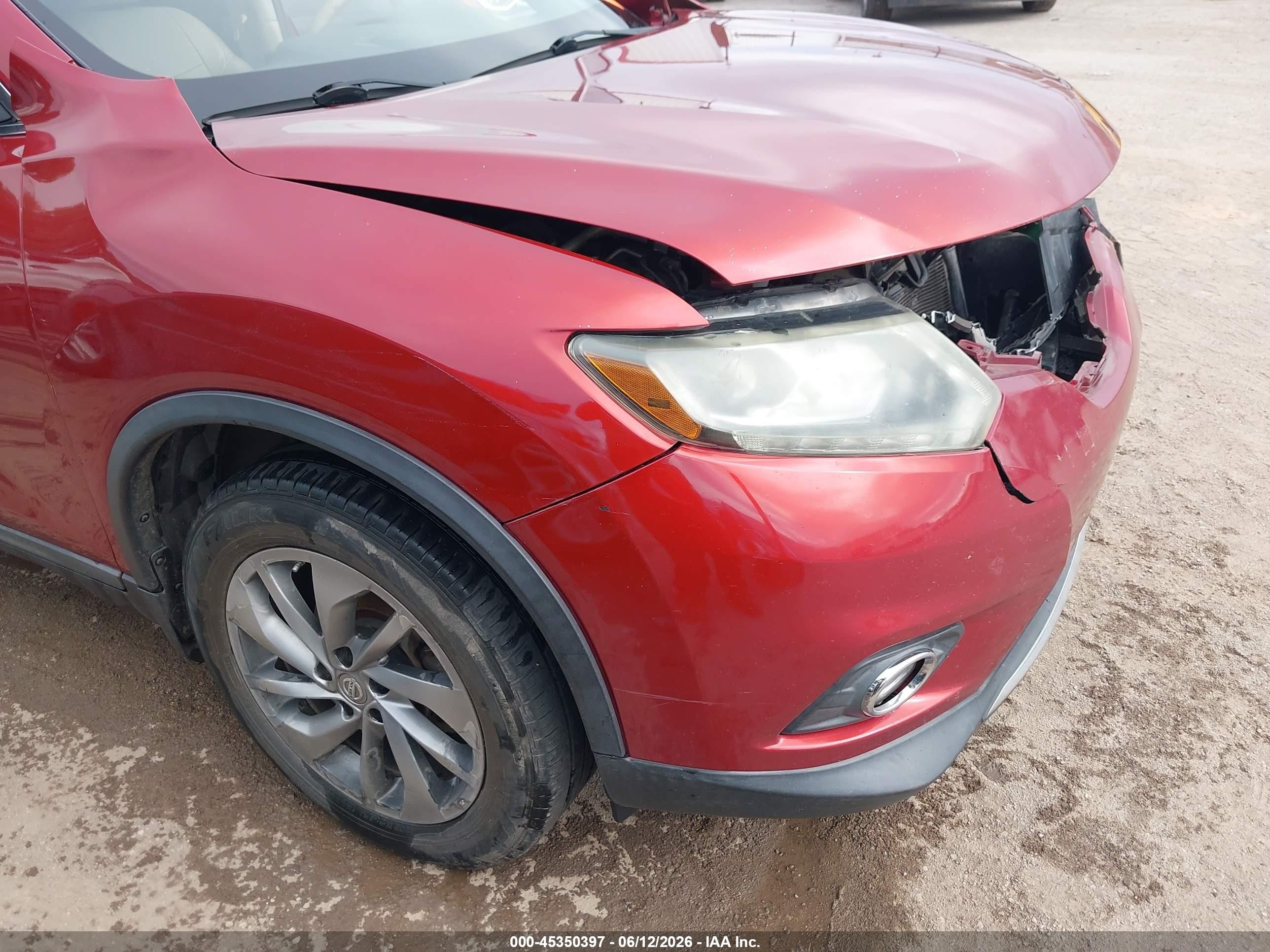 2015 Nissan Rogue Sl Red vin: 5N1AT2MT3FC809491