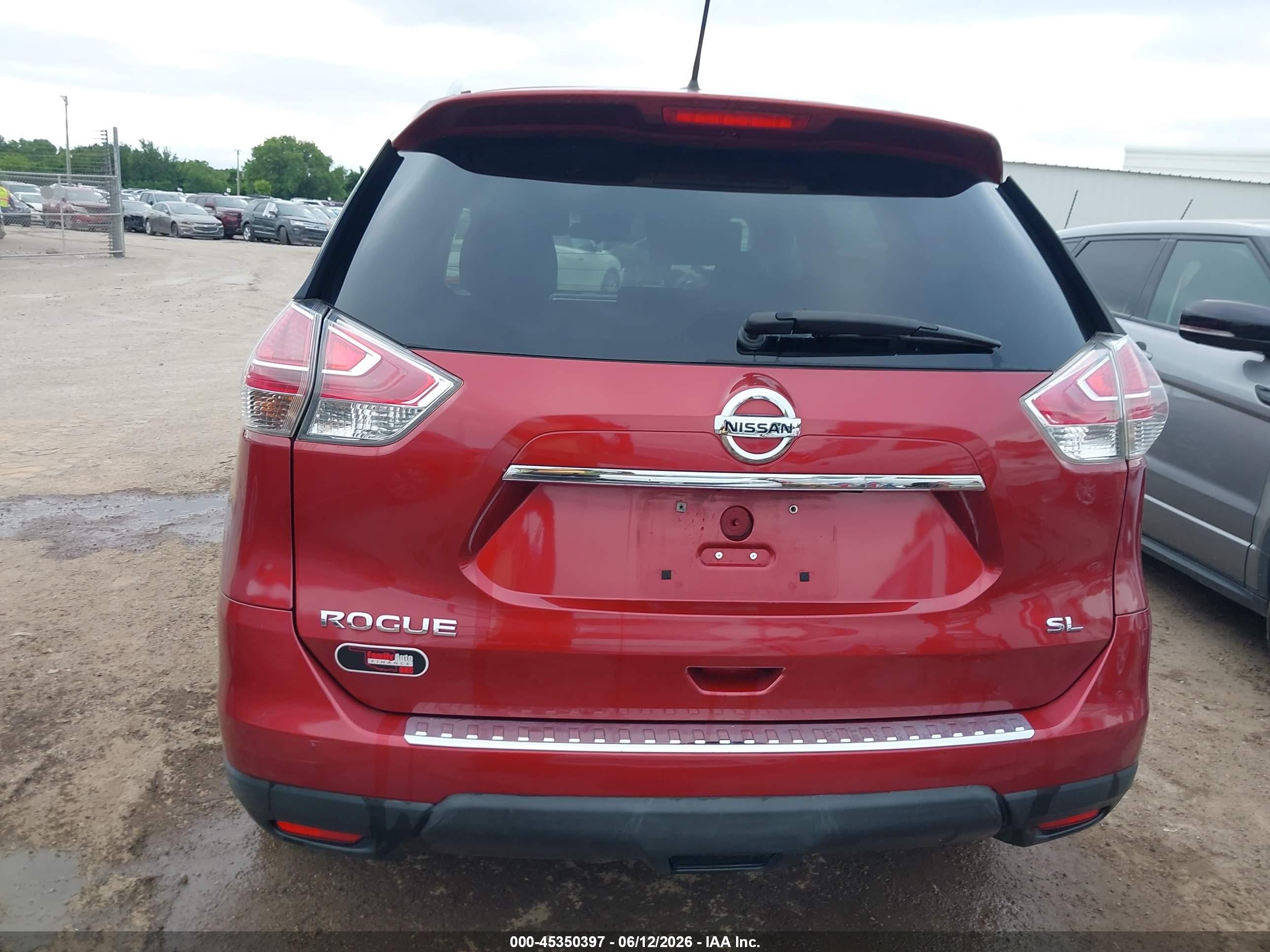 2015 Nissan Rogue Sl Red vin: 5N1AT2MT3FC809491