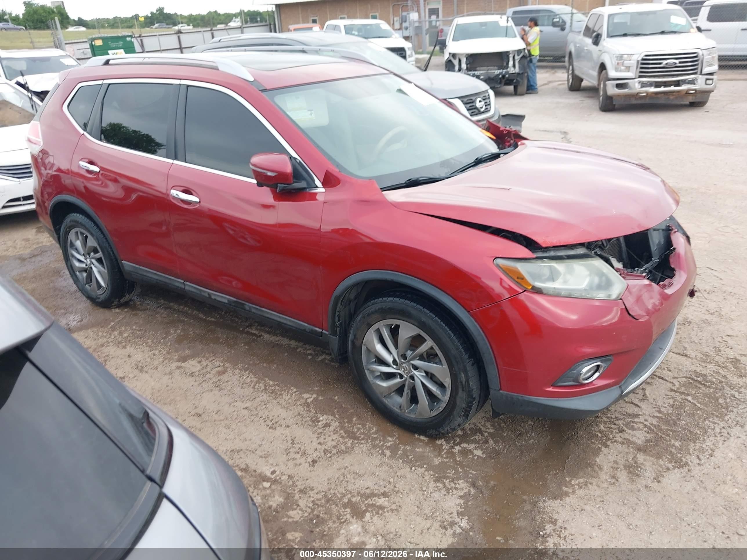 2015 Nissan Rogue Sl Red vin: 5N1AT2MT3FC809491