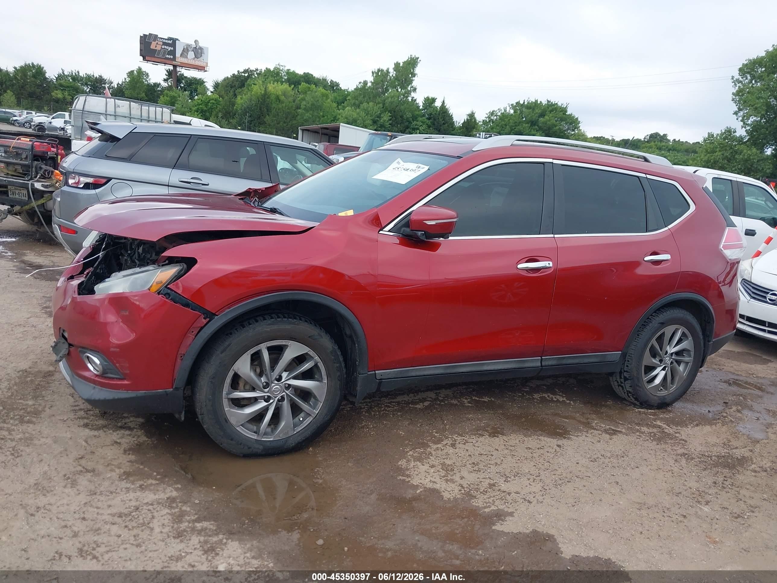 2015 Nissan Rogue Sl Red vin: 5N1AT2MT3FC809491