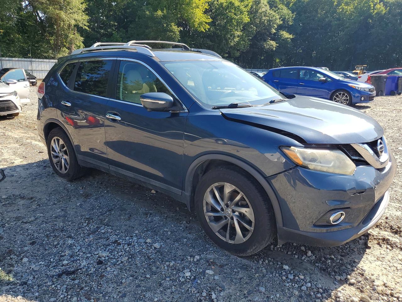 2015 Nissan Rogue Sl Blue vin: 5N1AT2MT3FC823732