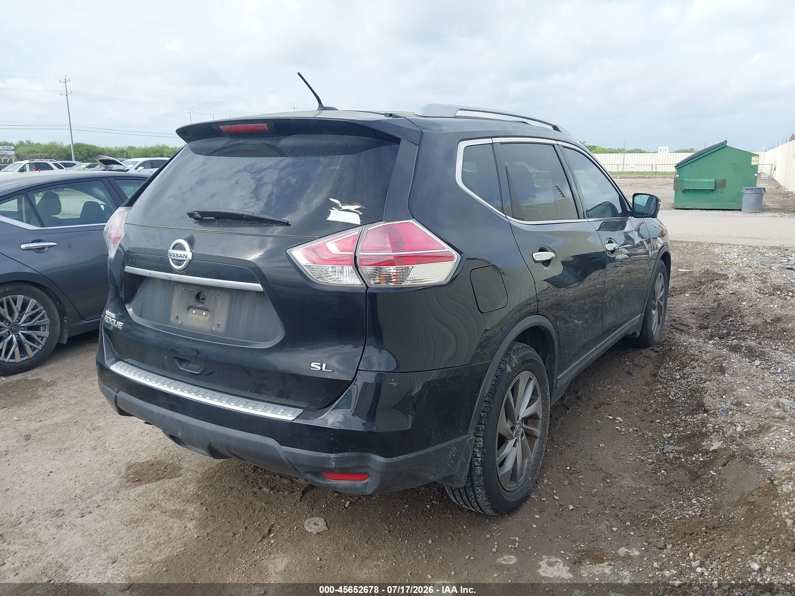 2015 Nissan Rogue Sl Black vin: 5N1AT2MT3FC851773