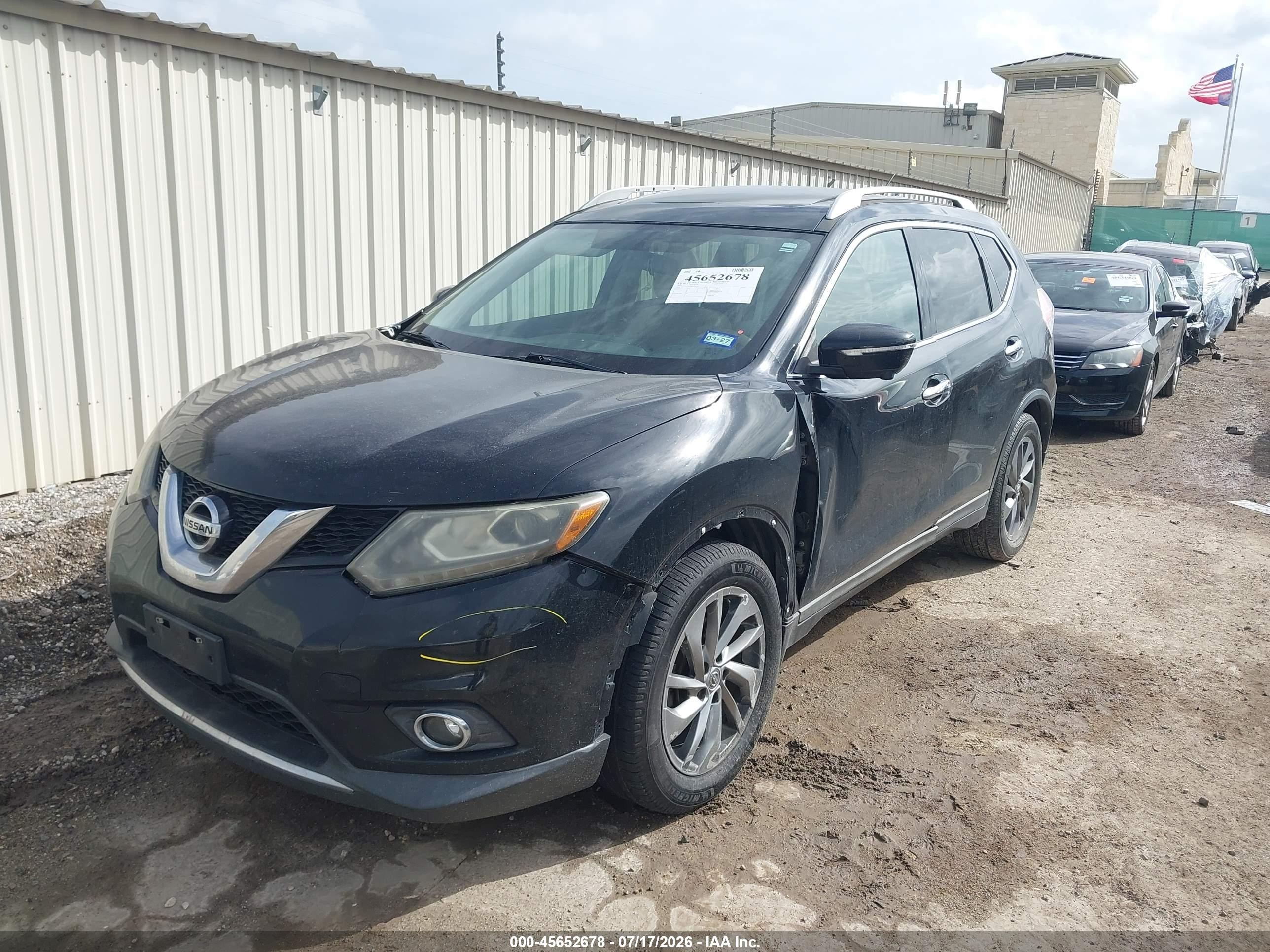 2015 Nissan Rogue Sl Black vin: 5N1AT2MT3FC851773