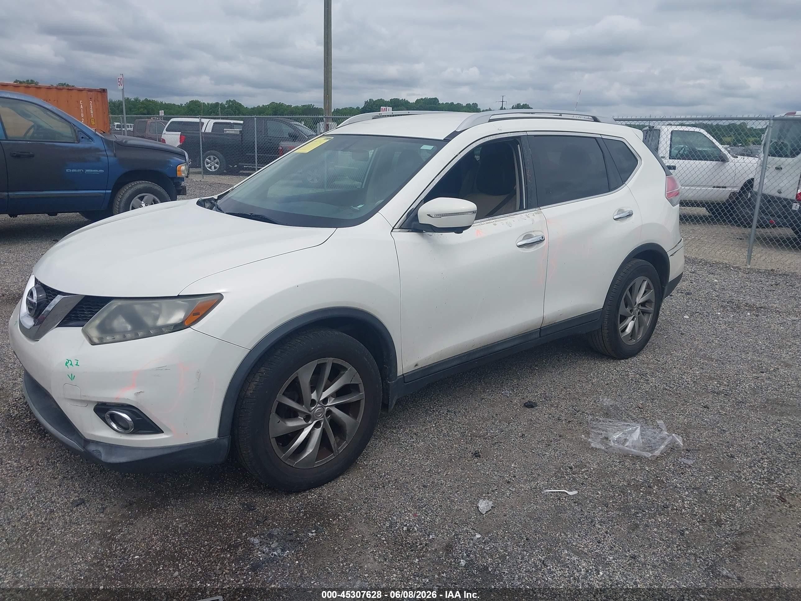 2014 Nissan Rogue Sl Белый vin: 5N1AT2MT4EC827903