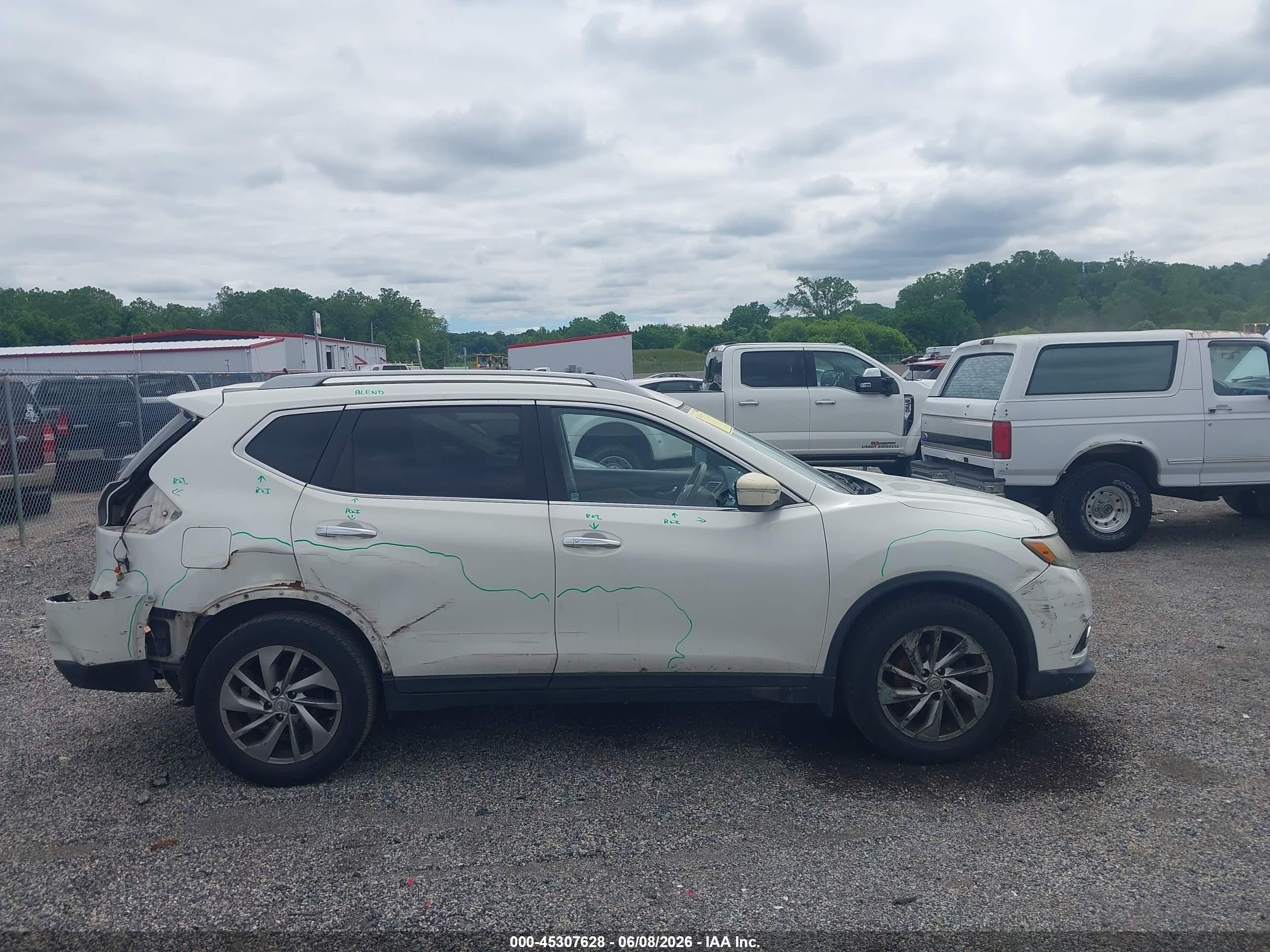2014 Nissan Rogue Sl Белый vin: 5N1AT2MT4EC827903