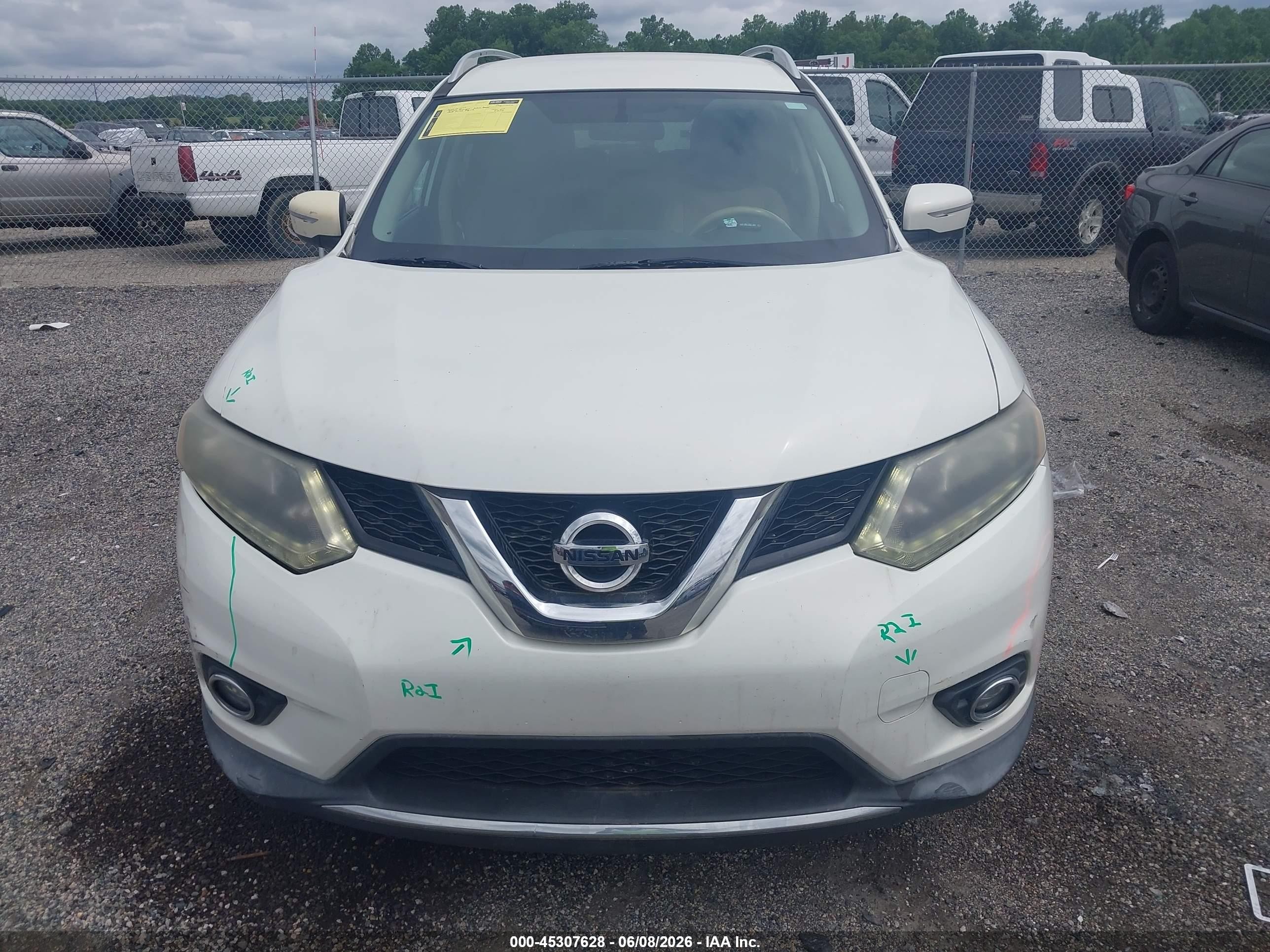 2014 Nissan Rogue Sl Белый vin: 5N1AT2MT4EC827903