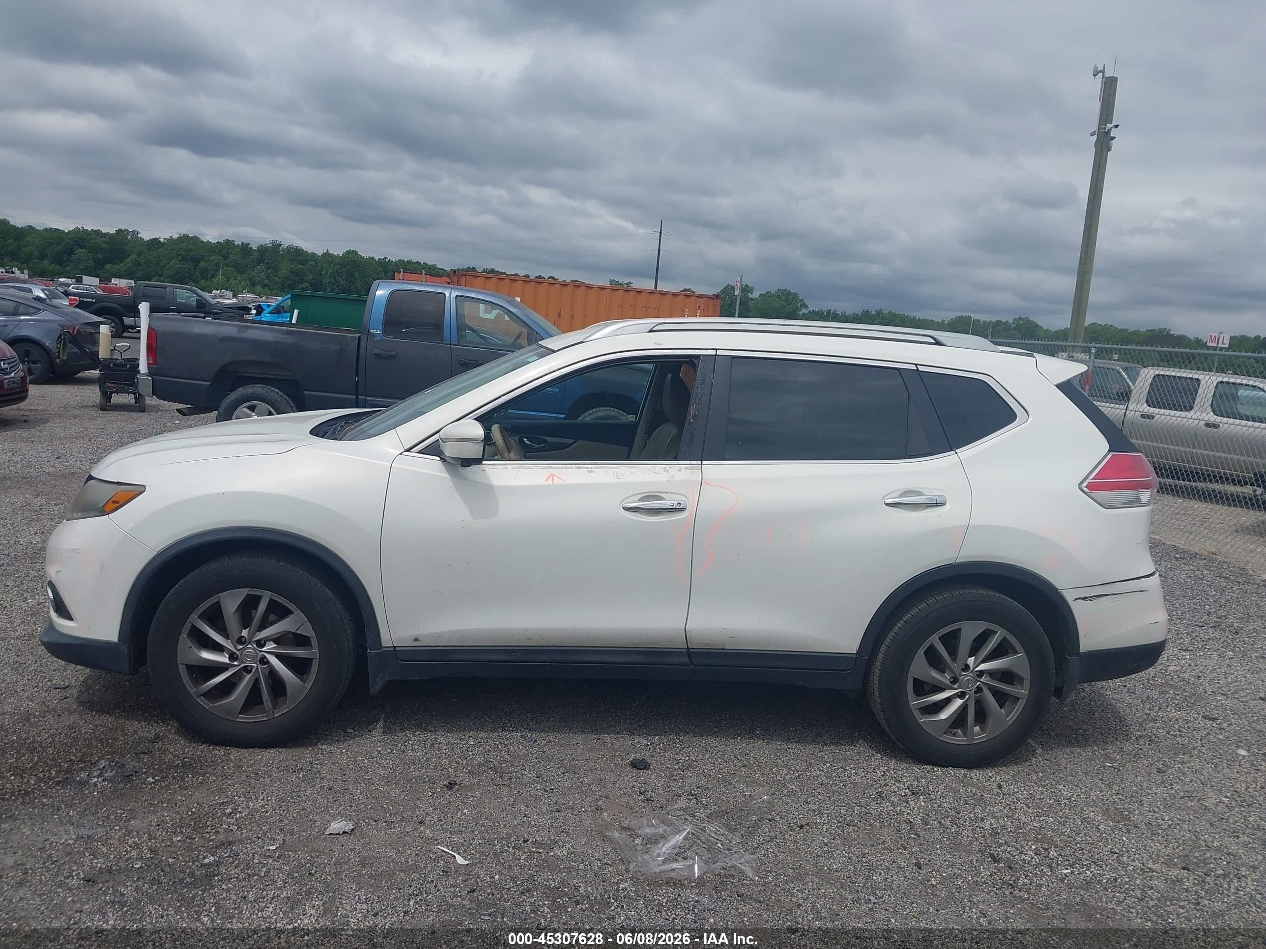 2014 Nissan Rogue Sl Белый vin: 5N1AT2MT4EC827903