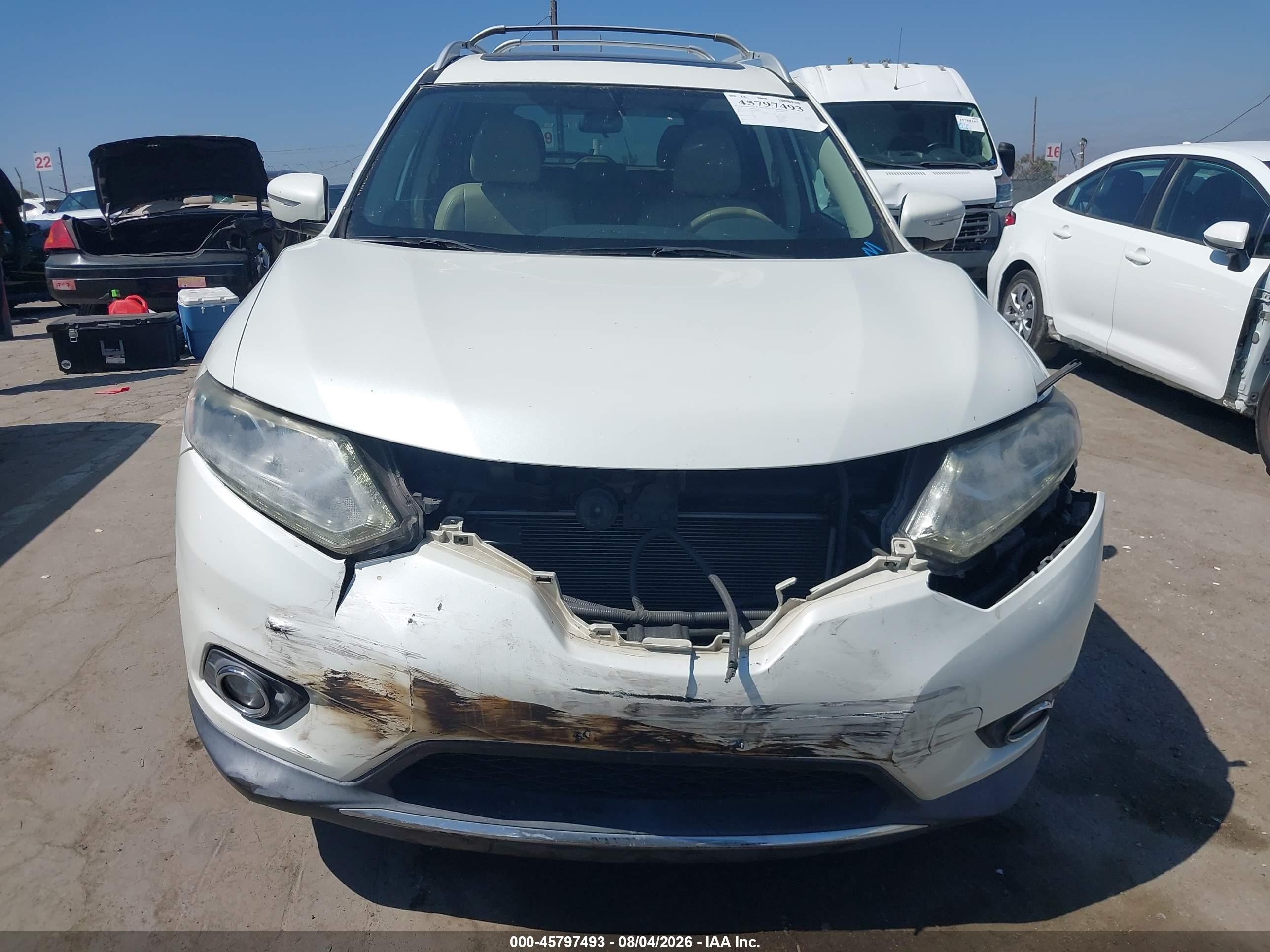 2015 Nissan Rogue Sl White vin: 5N1AT2MT4FC844329