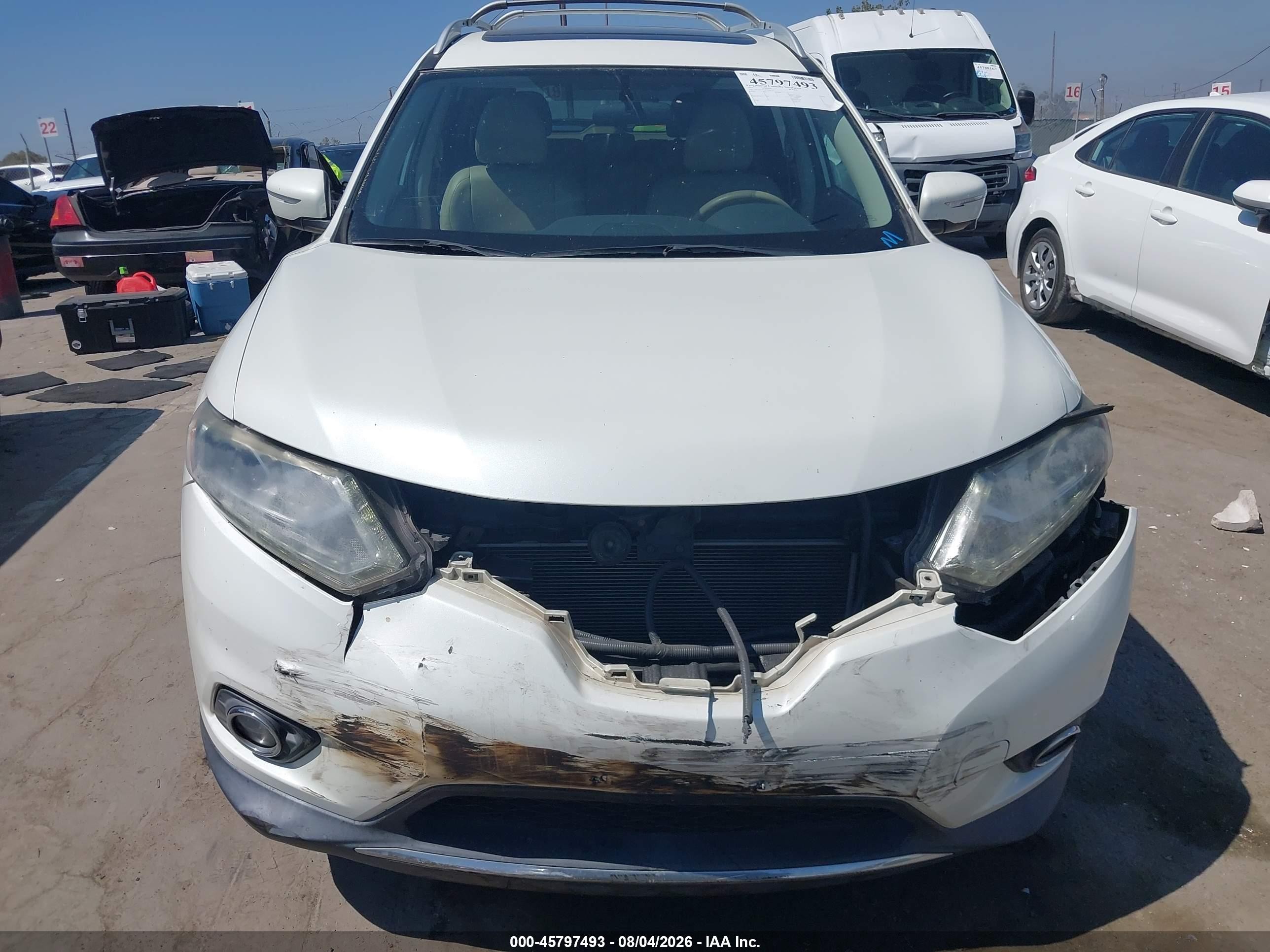 2015 Nissan Rogue Sl White vin: 5N1AT2MT4FC844329