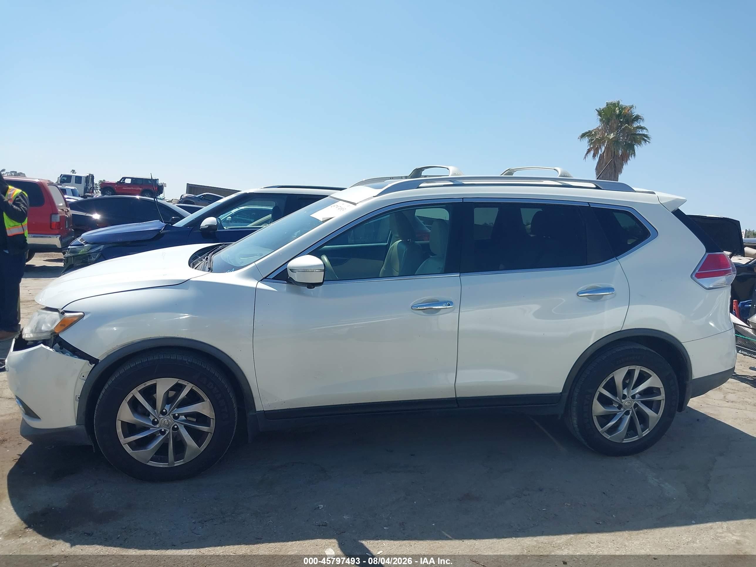2015 Nissan Rogue Sl White vin: 5N1AT2MT4FC844329