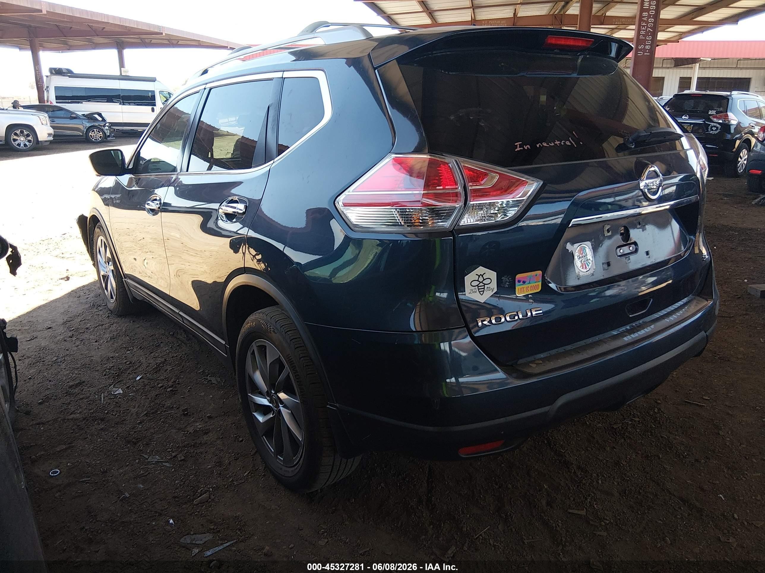 2015 Nissan Rogue Sl Blue vin: 5N1AT2MT4FC851698