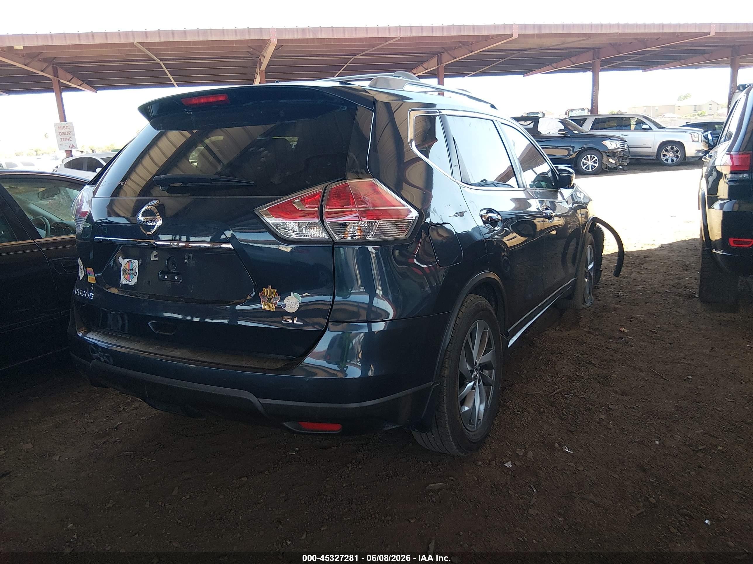 2015 Nissan Rogue Sl Blue vin: 5N1AT2MT4FC851698