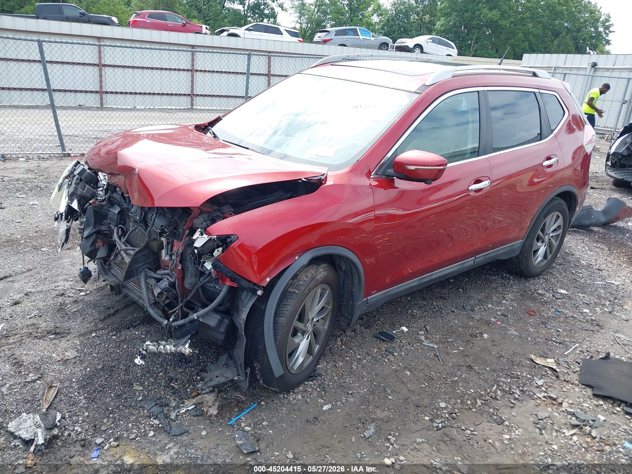 2015 Nissan Rogue Sl Red vin: 5N1AT2MT4FC872518