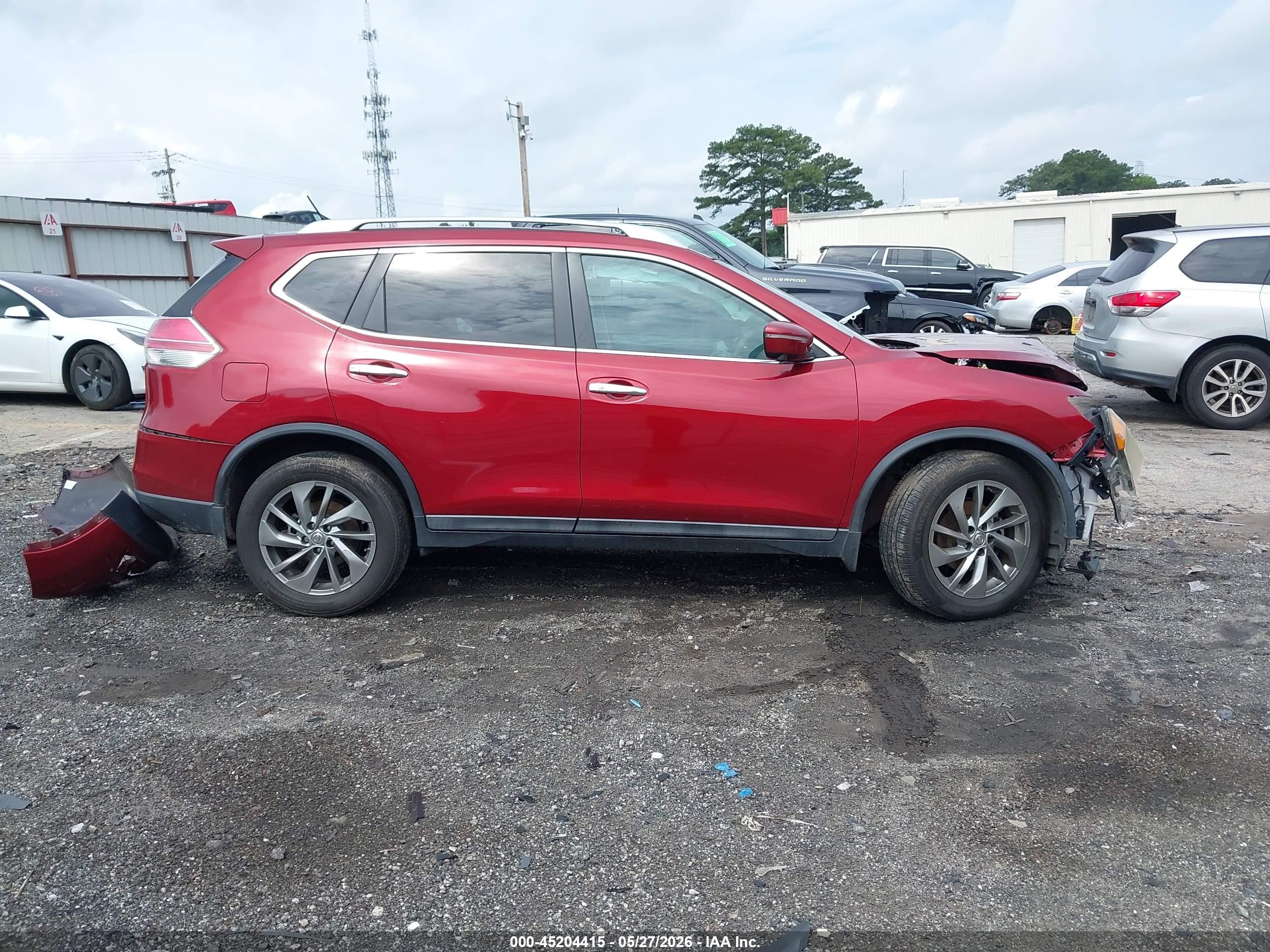 2015 Nissan Rogue Sl Red vin: 5N1AT2MT4FC872518