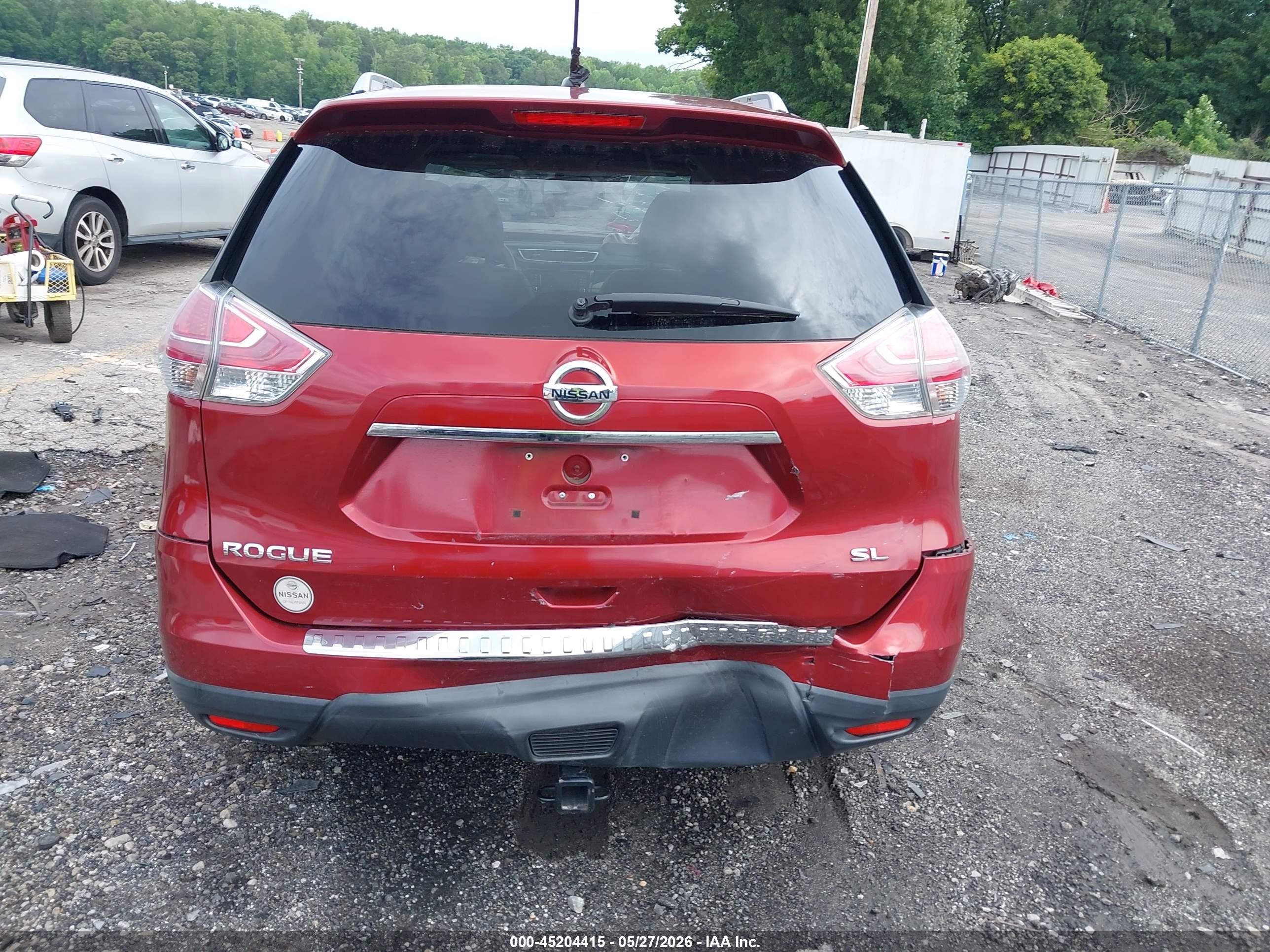 2015 Nissan Rogue Sl Red vin: 5N1AT2MT4FC872518