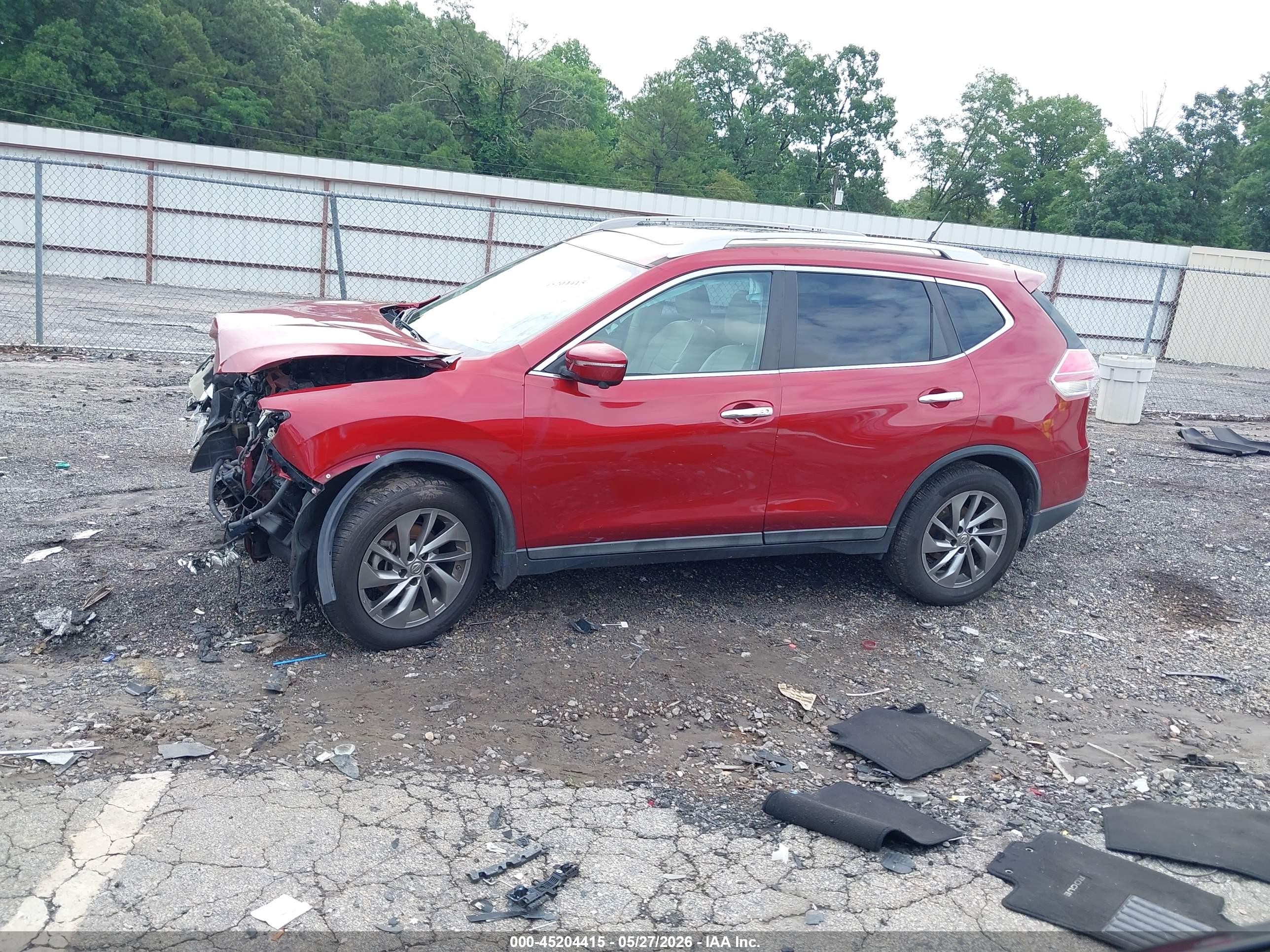 2015 Nissan Rogue Sl Red vin: 5N1AT2MT4FC872518