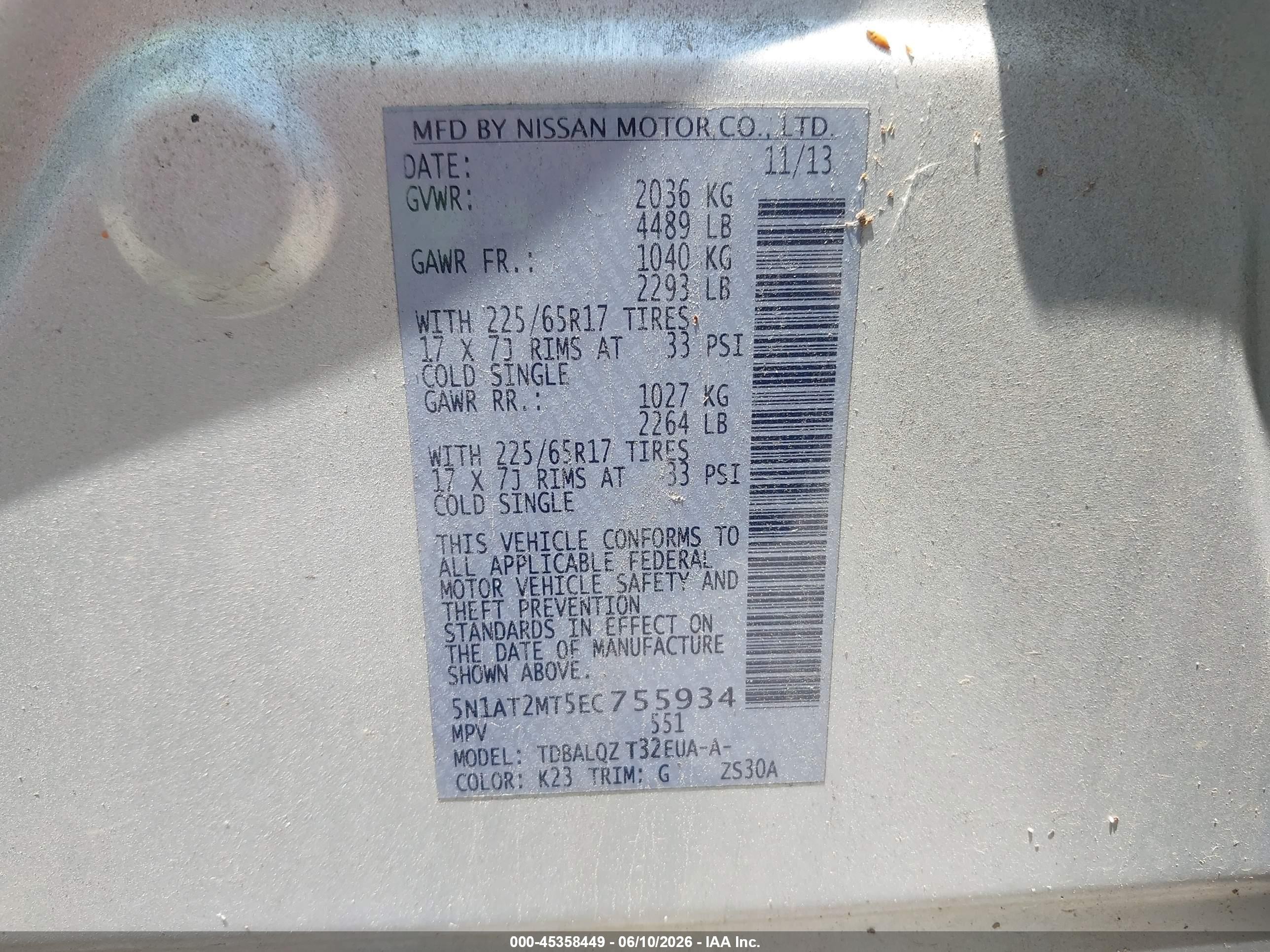 2014 Nissan Rogue Sv Silver vin: 5N1AT2MT5EC755934