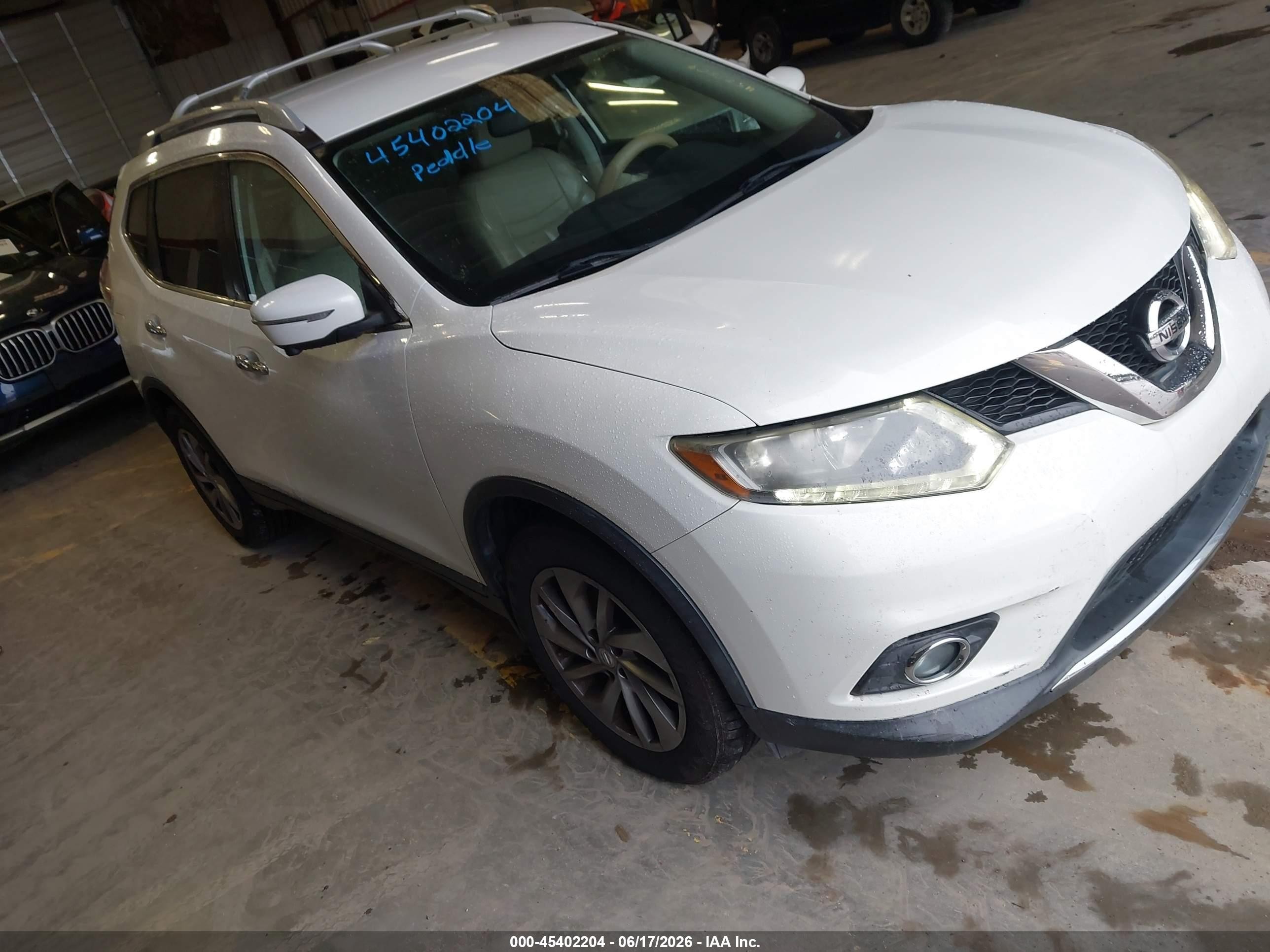 2014 Nissan Rogue Sl White vin: 5N1AT2MT5EC787377