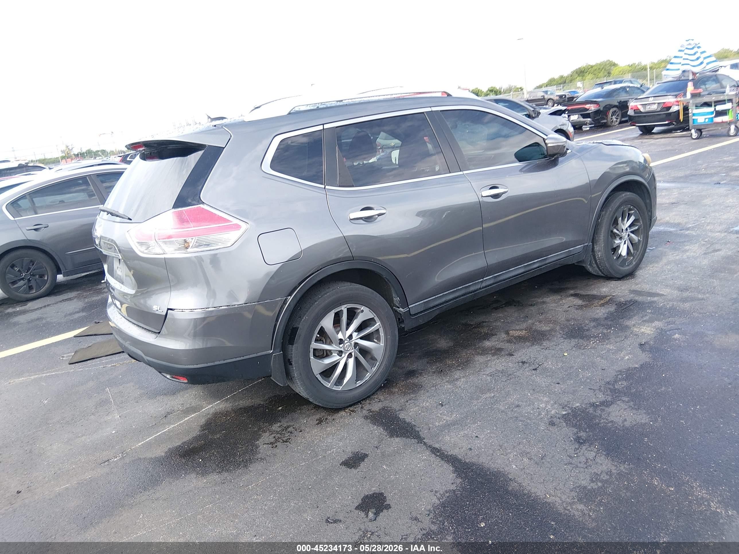 2015 Nissan Rogue Sl Gray vin: 5N1AT2MT5FC813302