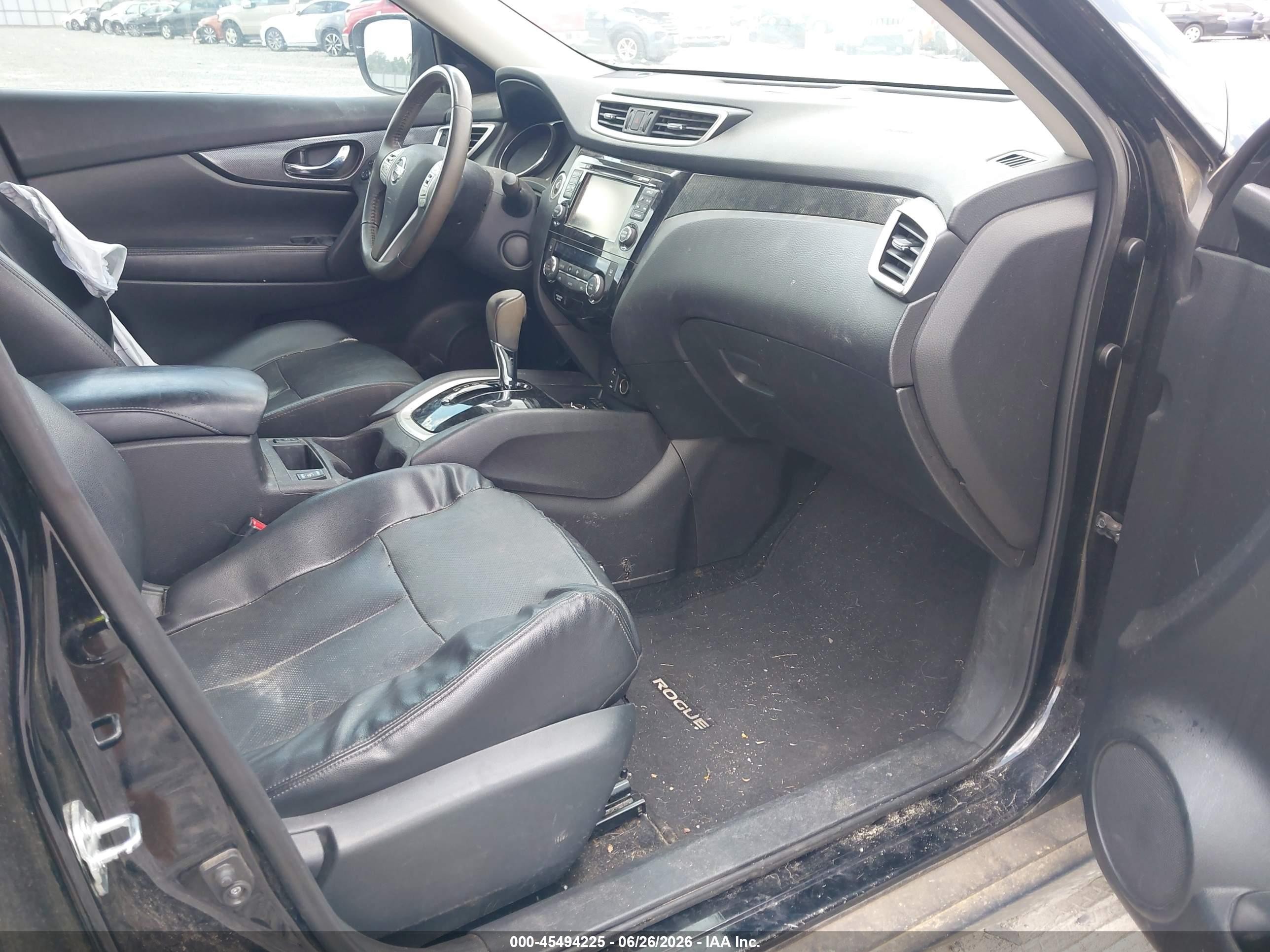2015 Nissan Rogue Sl Black vin: 5N1AT2MT5FC884340