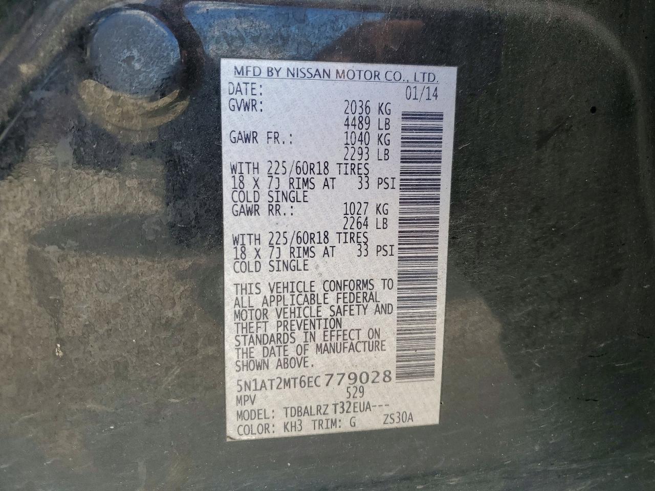 2014 Nissan Rogue Sl Black vin: 5N1AT2MT6EC779028