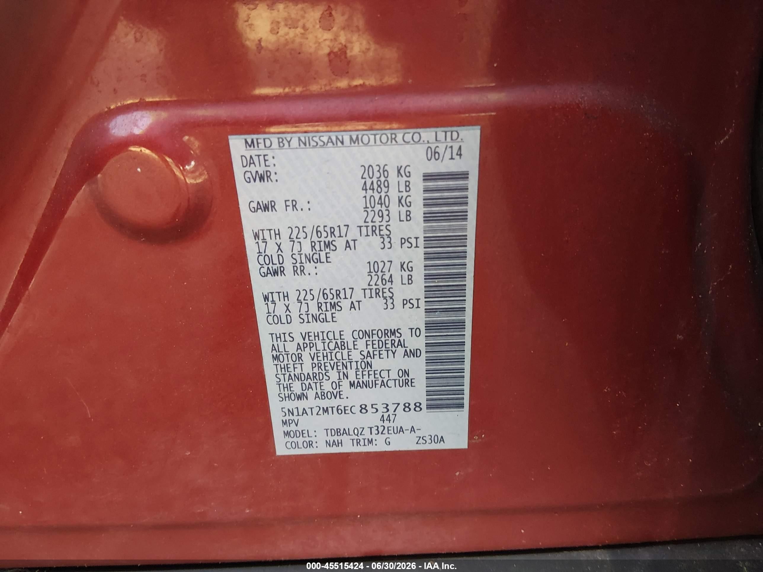 2014 Nissan Rogue Sv Красный vin: 5N1AT2MT6EC853788
