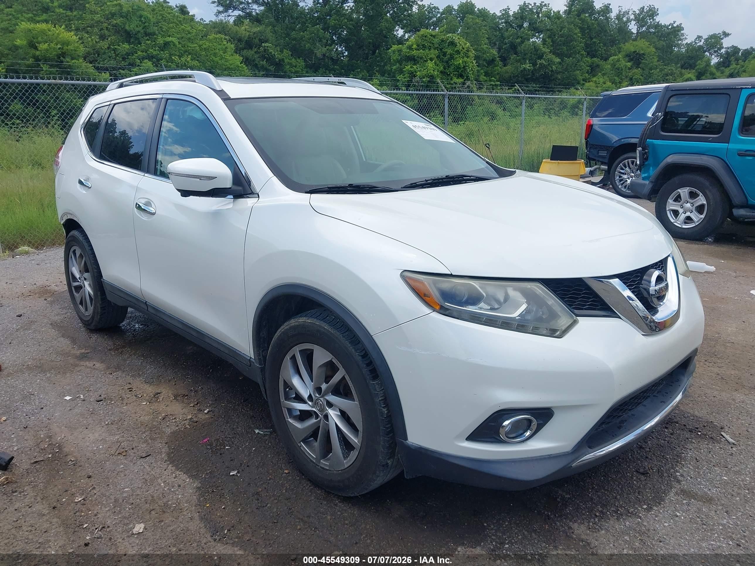 2015 Nissan Rogue Sl White vin: 5N1AT2MT6FC763879