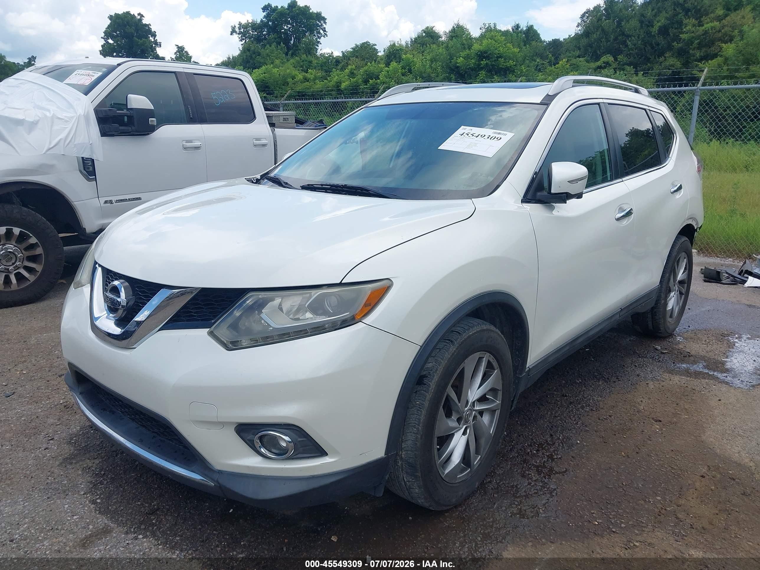 2015 Nissan Rogue Sl White vin: 5N1AT2MT6FC763879
