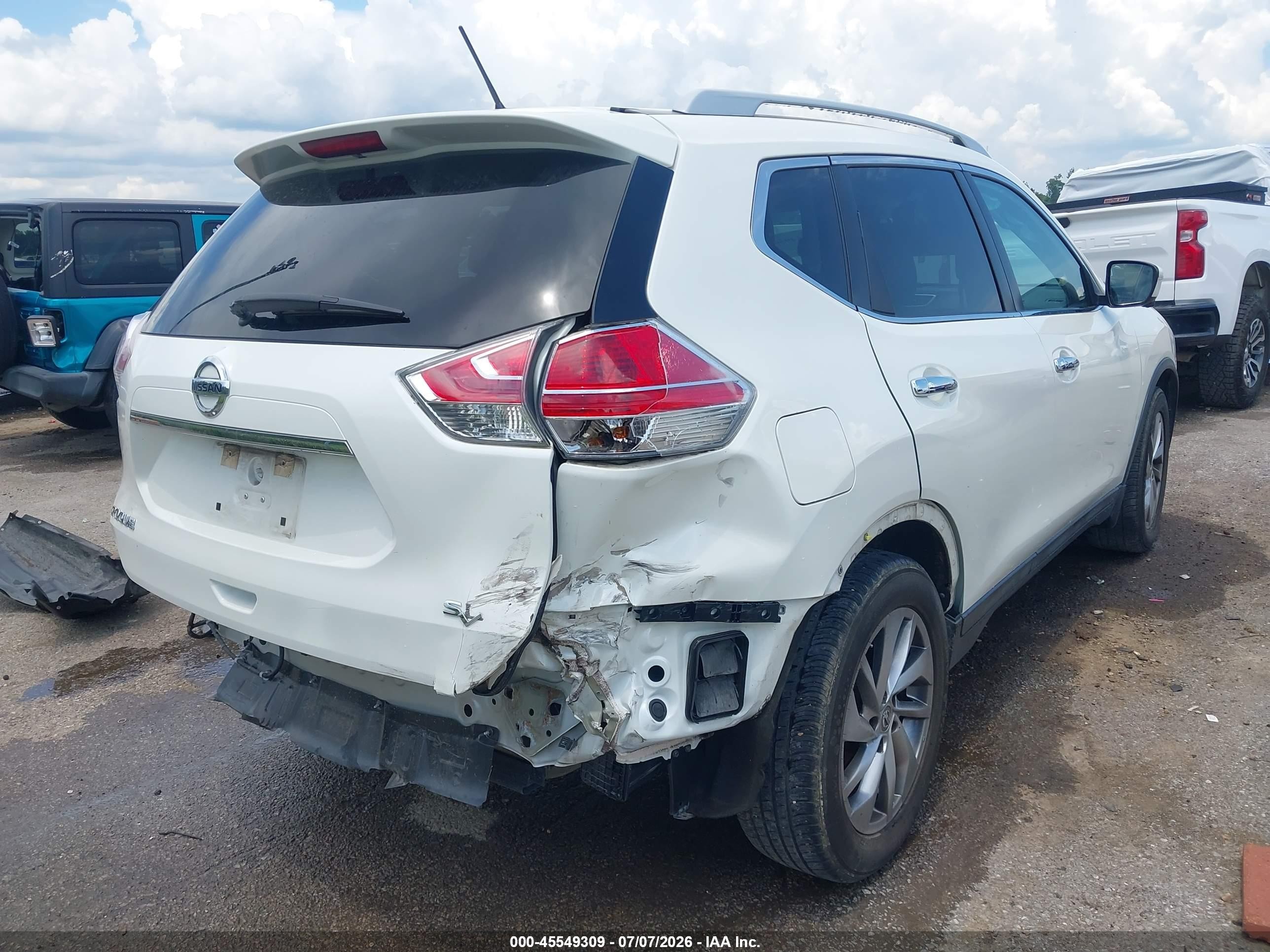 2015 Nissan Rogue Sl White vin: 5N1AT2MT6FC763879