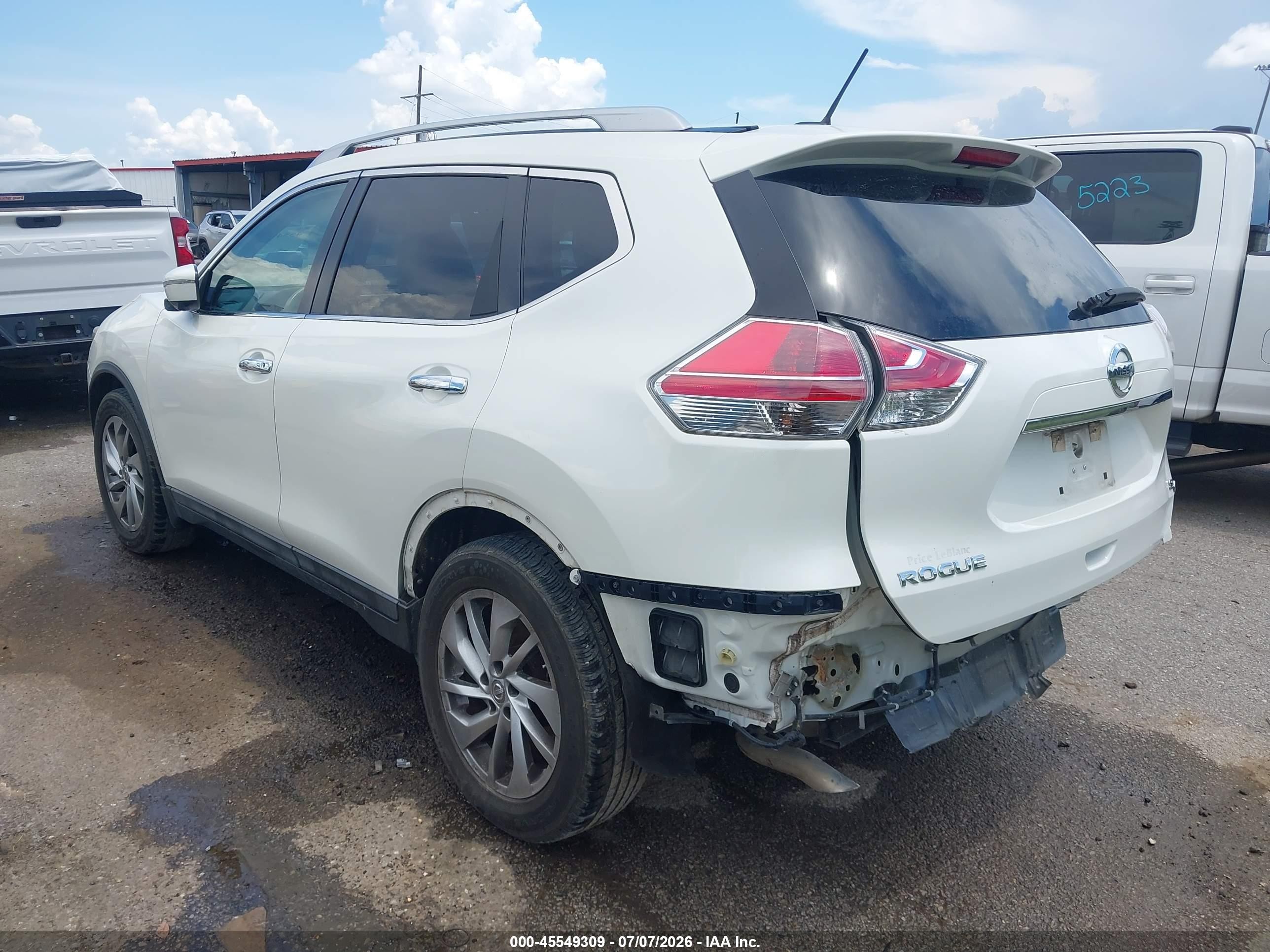 2015 Nissan Rogue Sl White vin: 5N1AT2MT6FC763879