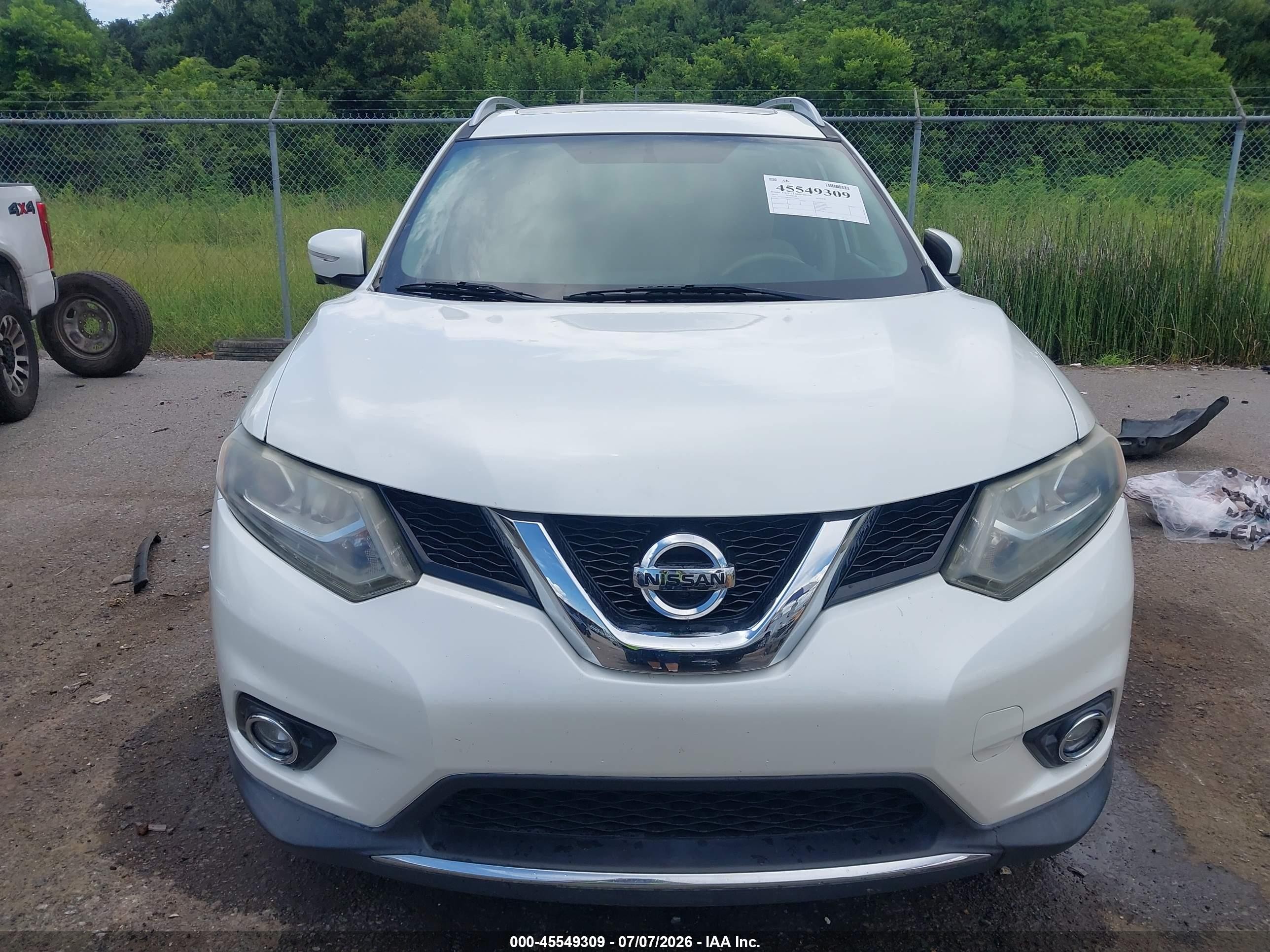 2015 Nissan Rogue Sl White vin: 5N1AT2MT6FC763879