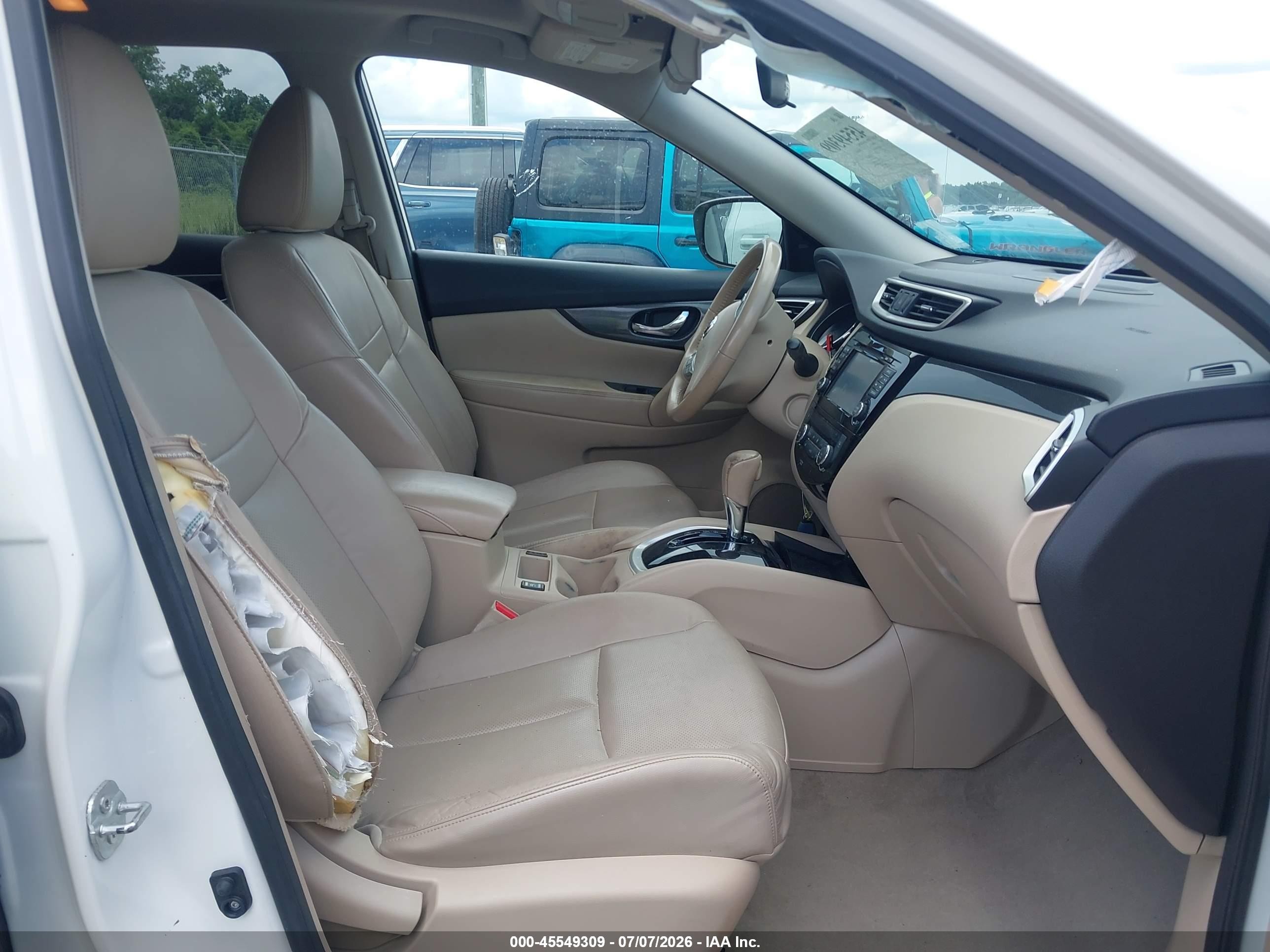 2015 Nissan Rogue Sl White vin: 5N1AT2MT6FC763879