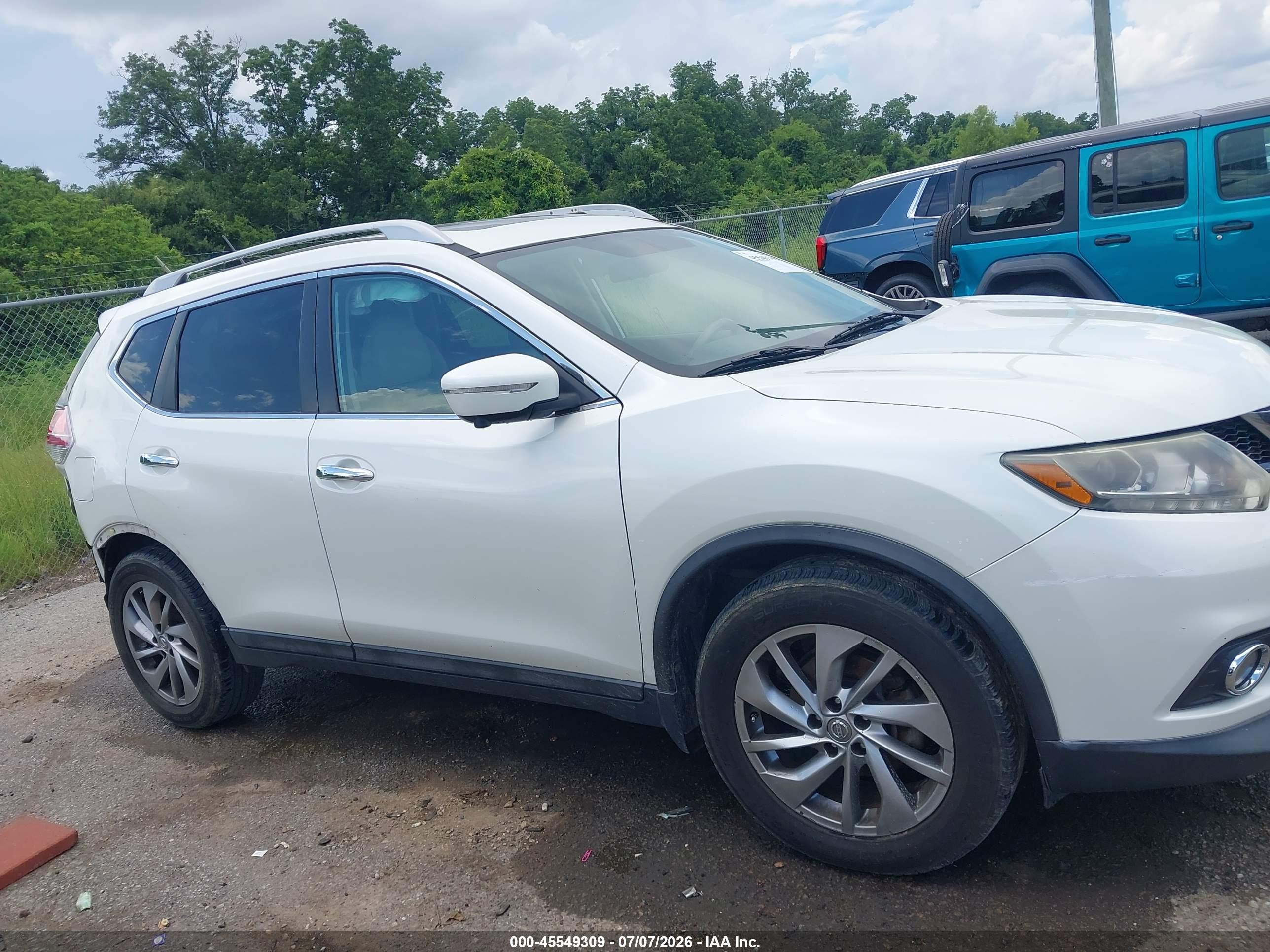 2015 Nissan Rogue Sl White vin: 5N1AT2MT6FC763879