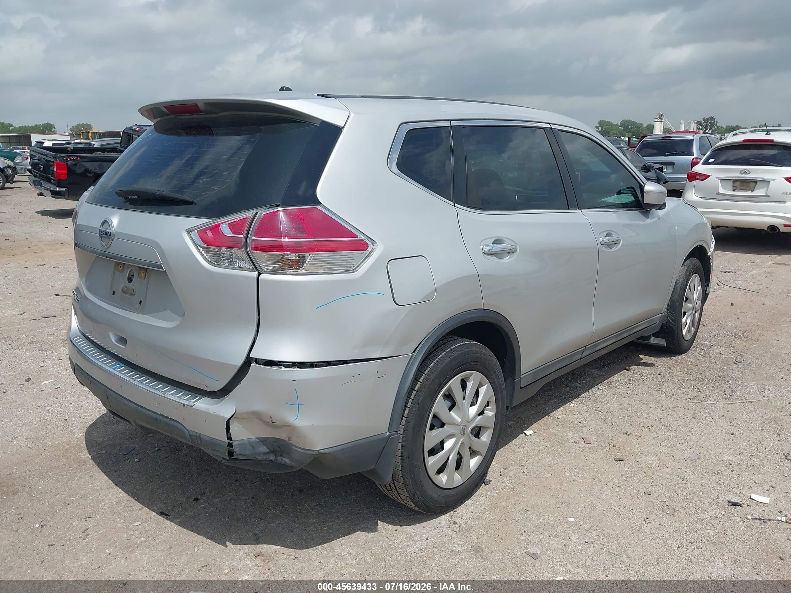 2015 Nissan Rogue S Gray vin: 5N1AT2MT6FC788152