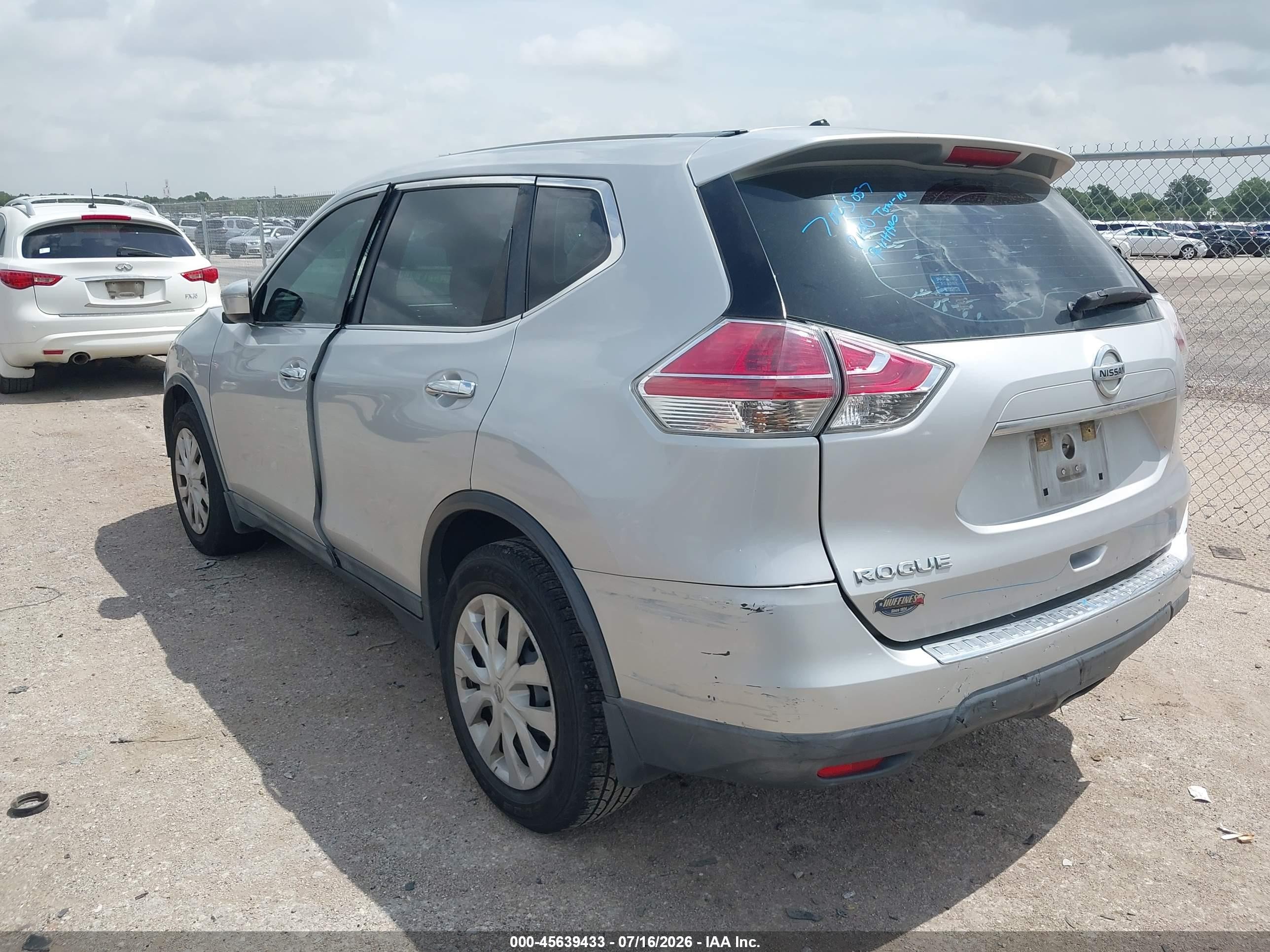 2015 Nissan Rogue S Gray vin: 5N1AT2MT6FC788152