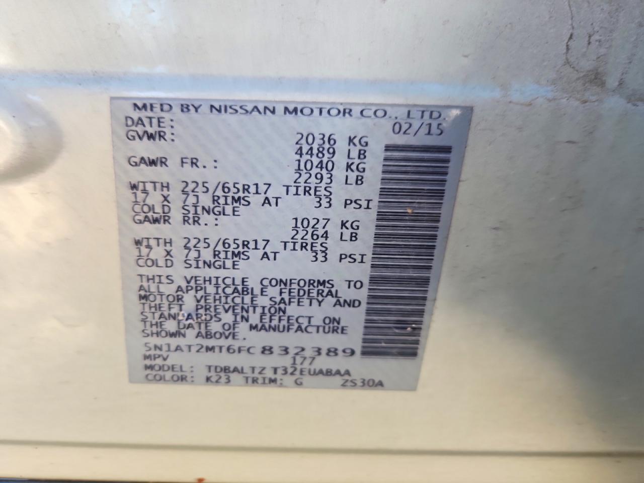2015 Nissan Rogue Sv Silver vin: 5N1AT2MT6FC832389