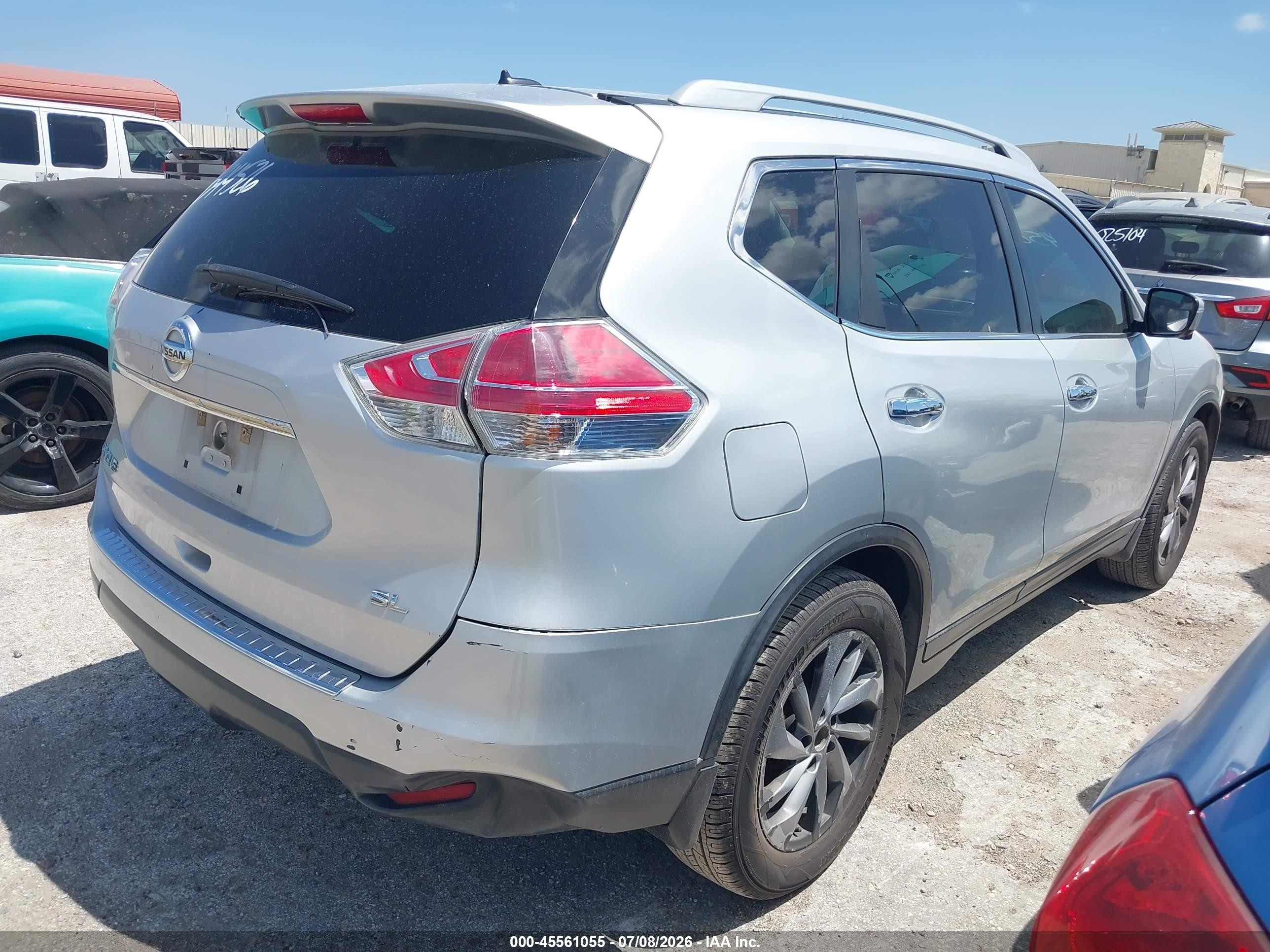 2015 Nissan Rogue Sl Silver vin: 5N1AT2MT6FC844526
