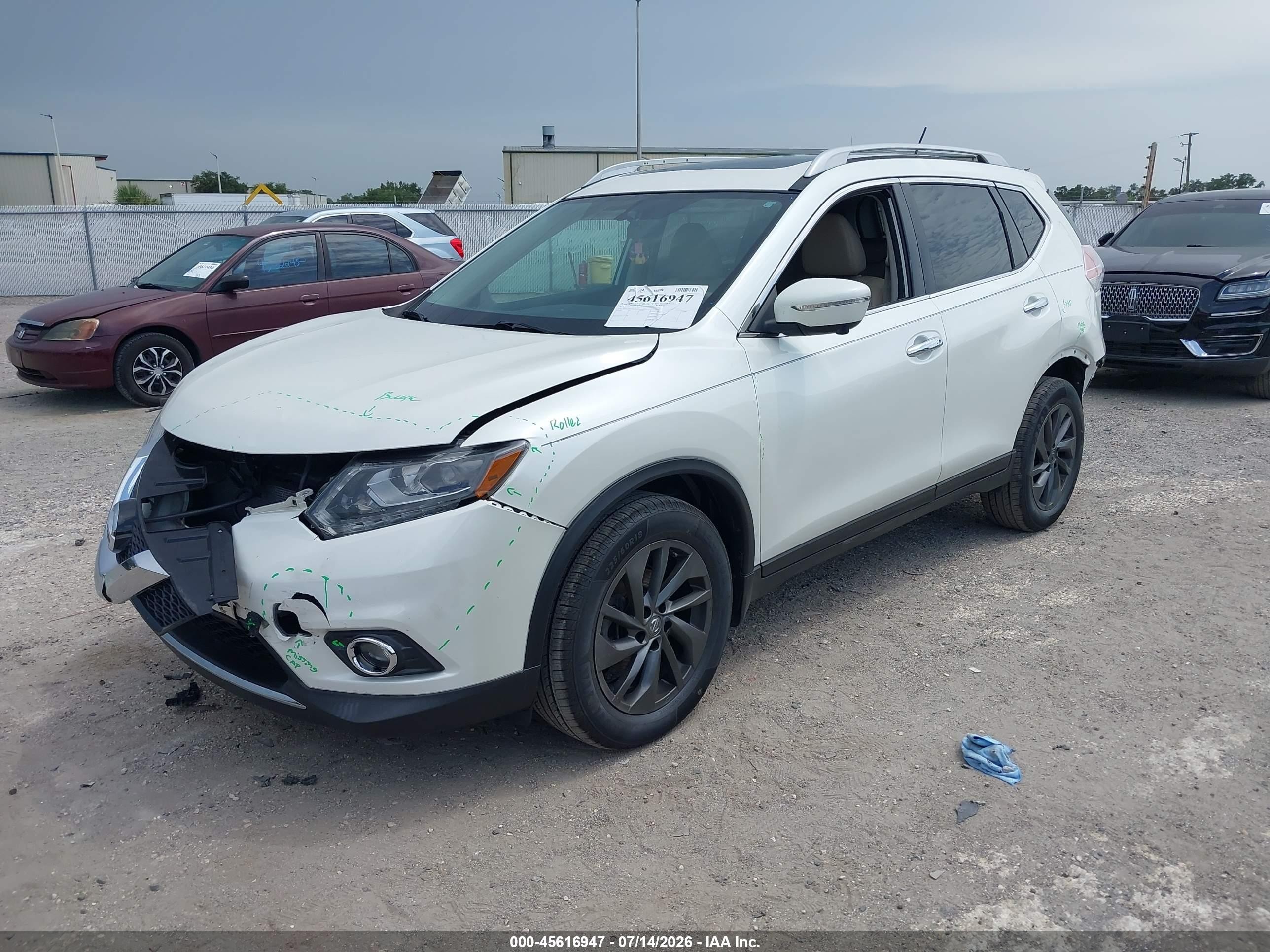 2015 Nissan Rogue Sl Белый vin: 5N1AT2MT6FC862427